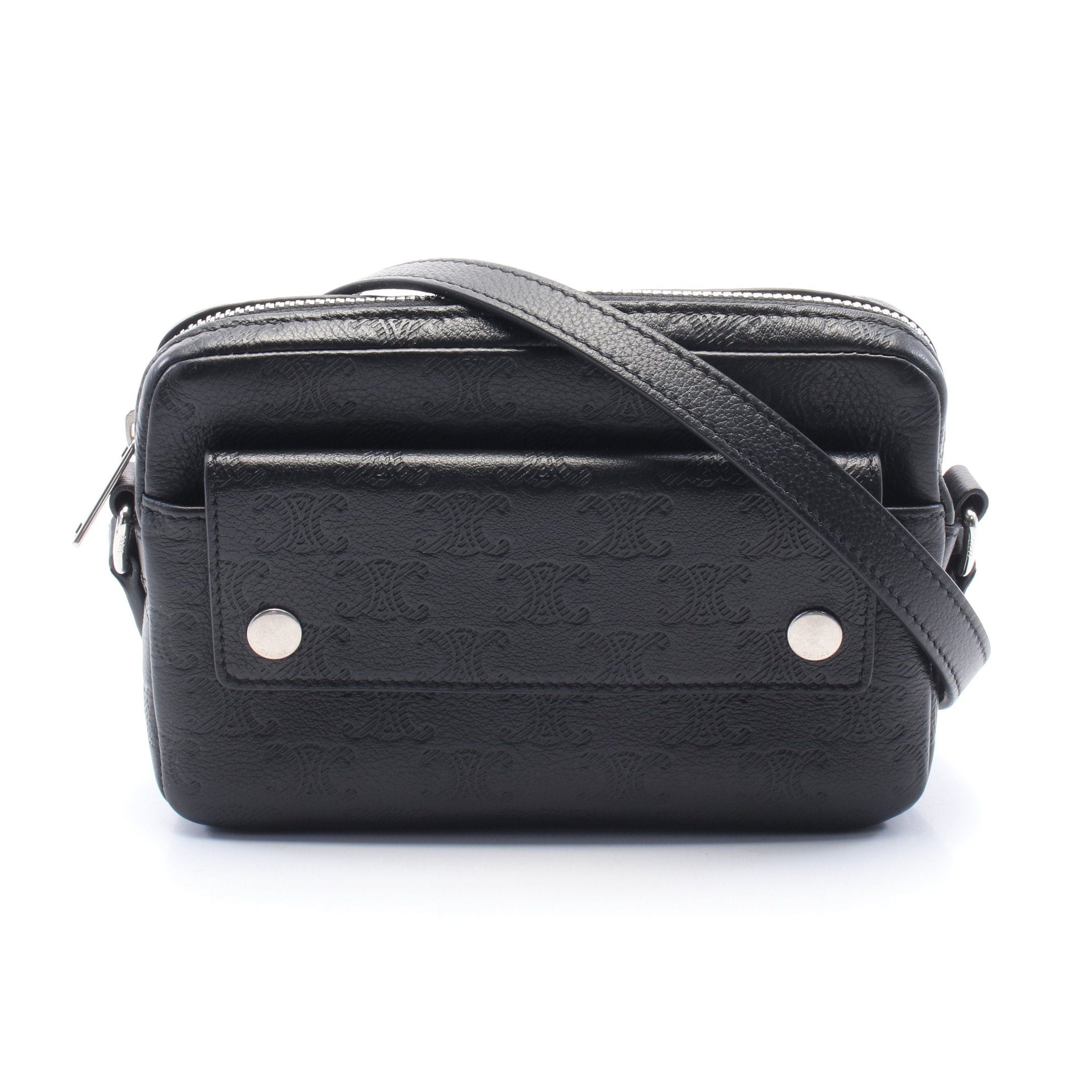 Celine Mini Camera Bag Triomphe Shoulder Leather Black, Women's