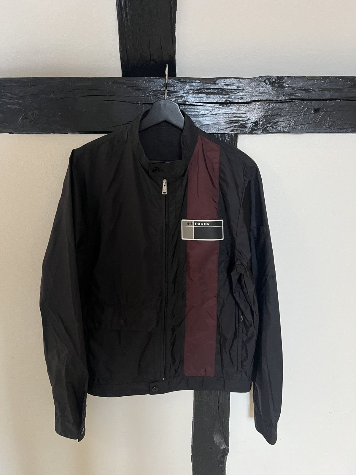 Prada Prada Milano SS2018 Black Light Nylon Burgundy Strip Size US M / EU 48-50 / 2 - 1 Thumbnail