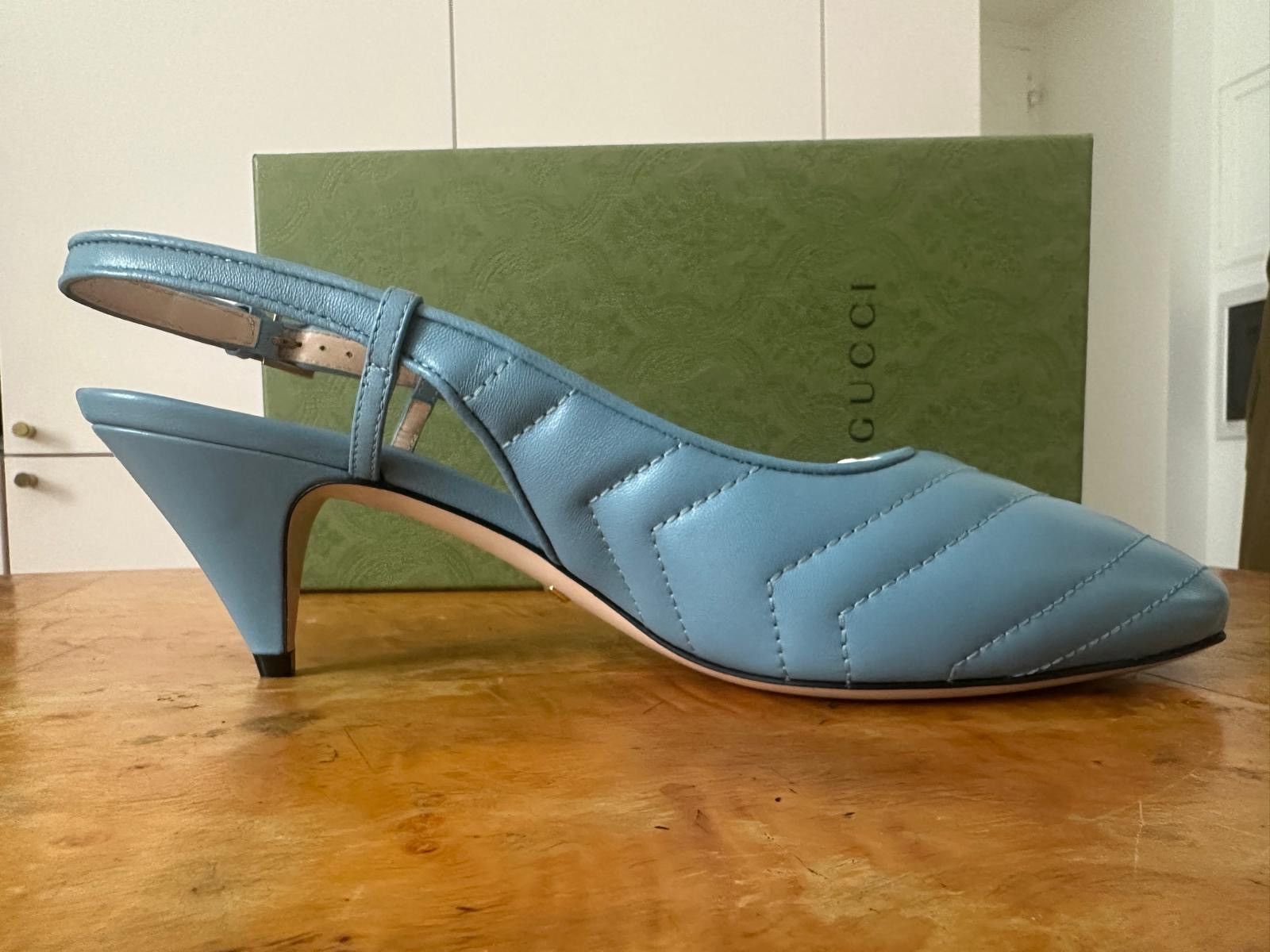 Gucci Gucci matelasse Leather slingback. Full set AW 2022 Size US 7.5 / IT 37.5 - 6 Thumbnail
