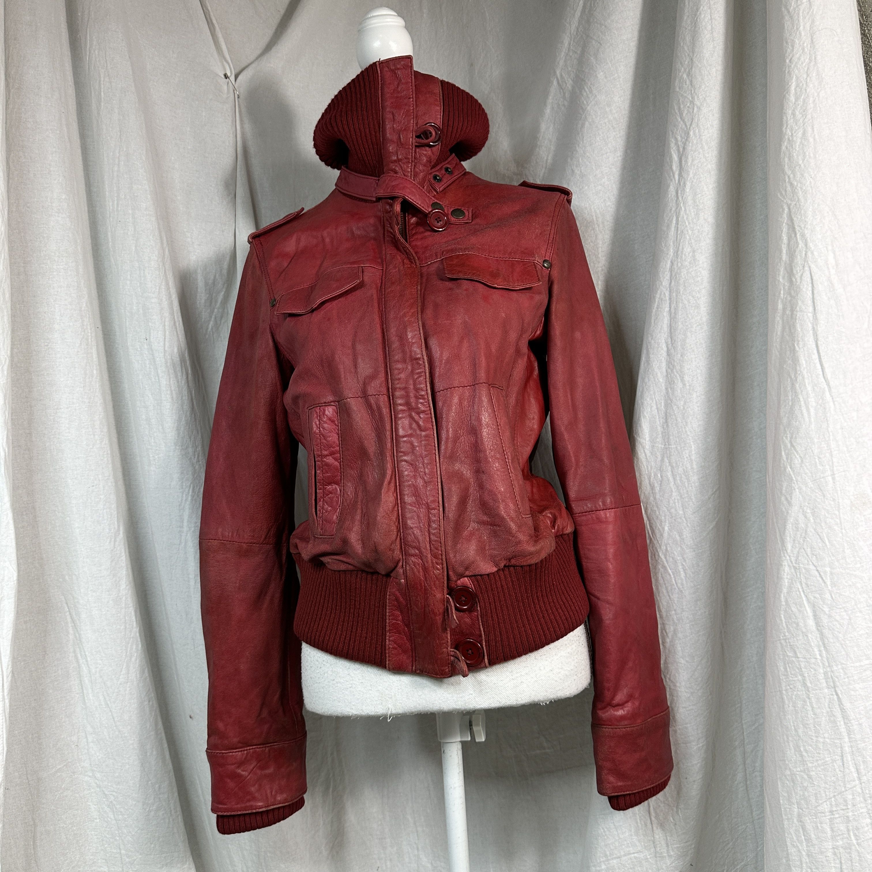 Vintage Vintage Leather Biker Jacket Cherry red Size M / US 6-8 / IT 42-44 - 7 Thumbnail