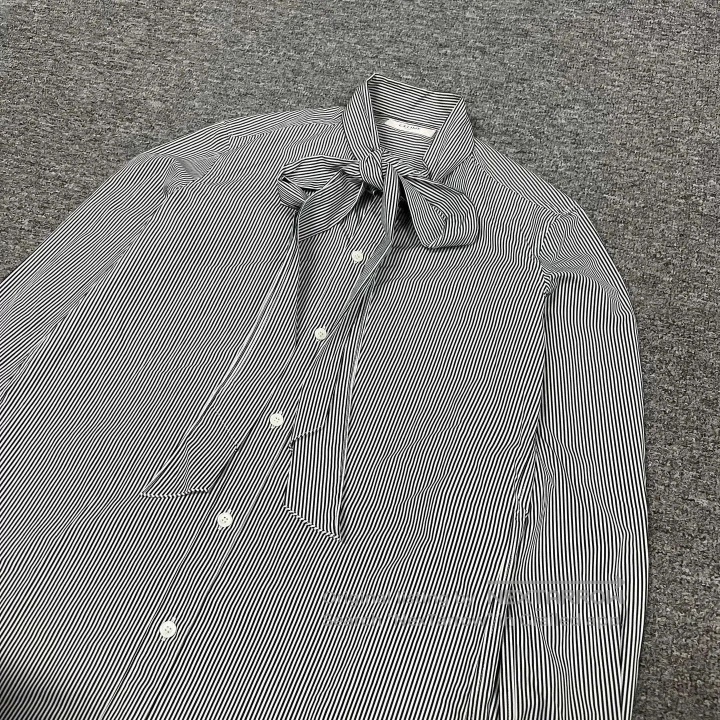 Celine Celine Striped Bow Tie Long Sleeve Shirt. Size XXS / US 00 / IT 34 - 6 Thumbnail