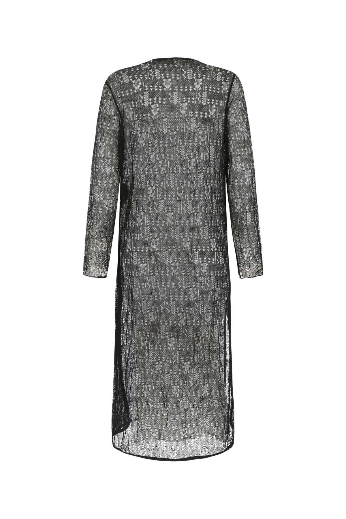 Saint Laurent Paris o1s1wg110425 687936 Open-Knit Long-Sleeved Tunic Dress Black Size S / US 4 / IT 40 - 2 Thumbnail