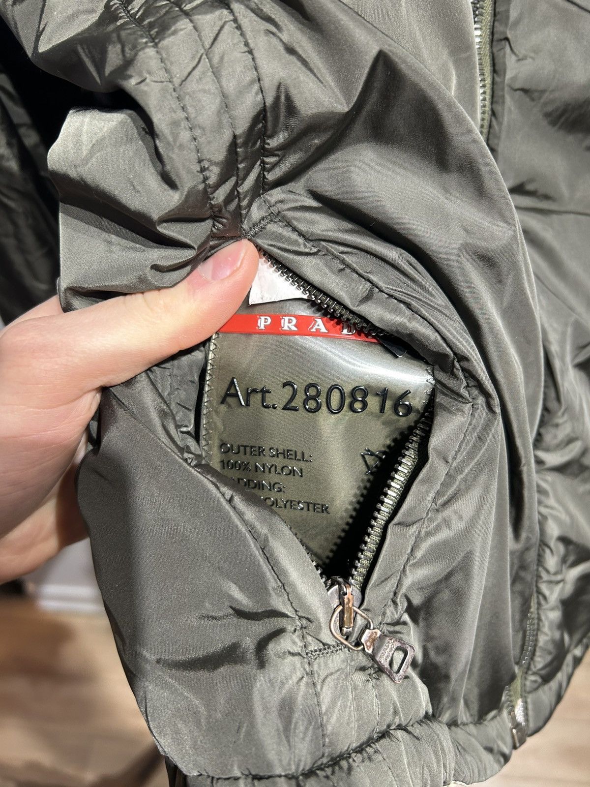 Prada Reversible Jacket Size 42 S-M Olive GREEN Brown Beige Womens Size M / US 6-8 / IT 42-44 - 13 Thumbnail