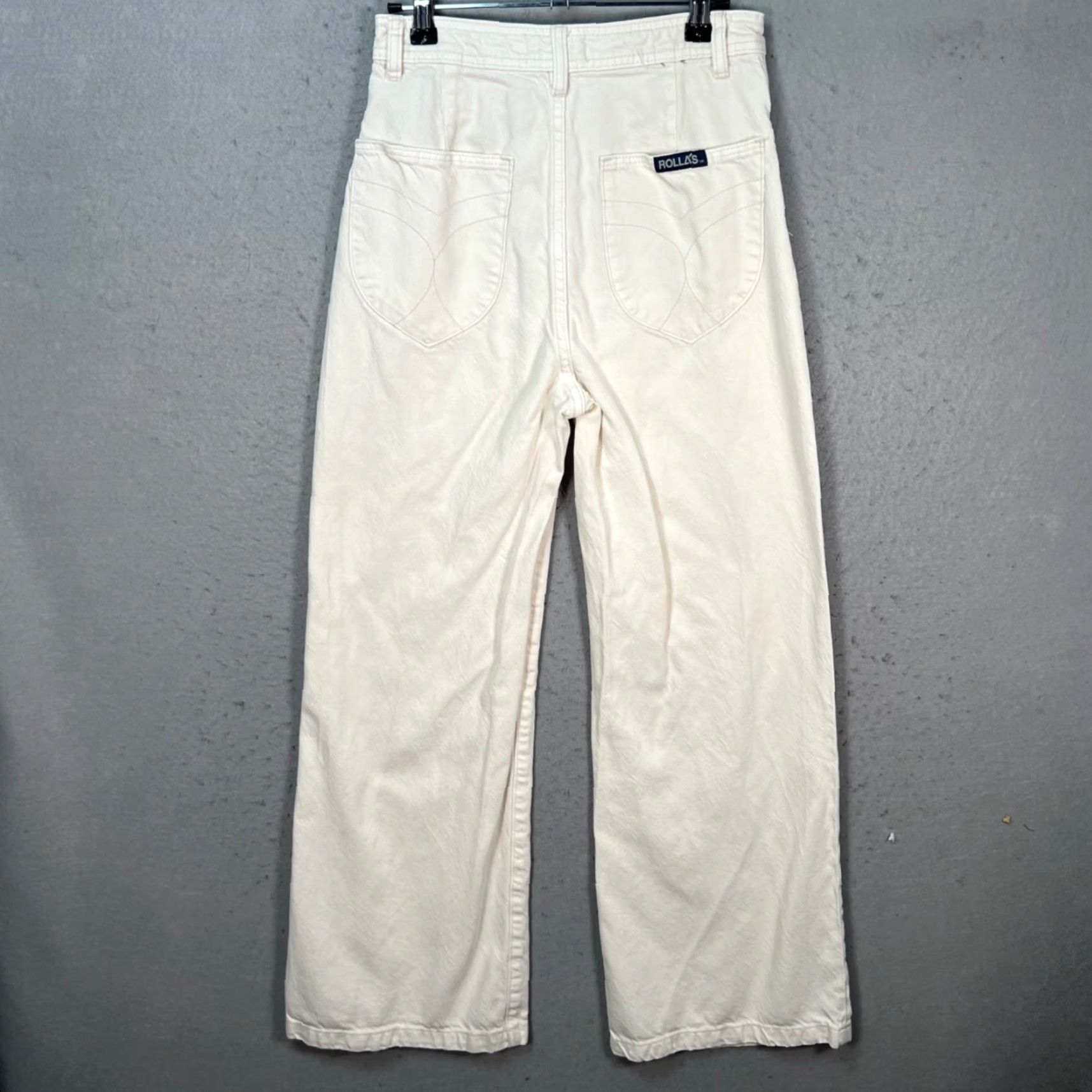 Vintage Rollas Womens 26 High Rise Wide-Leg Jeans Cotton Blend Denim White Tencel 5-Pocket Inseam 27 Size 26" / US 2 / IT 38 - 2 Thumbnail