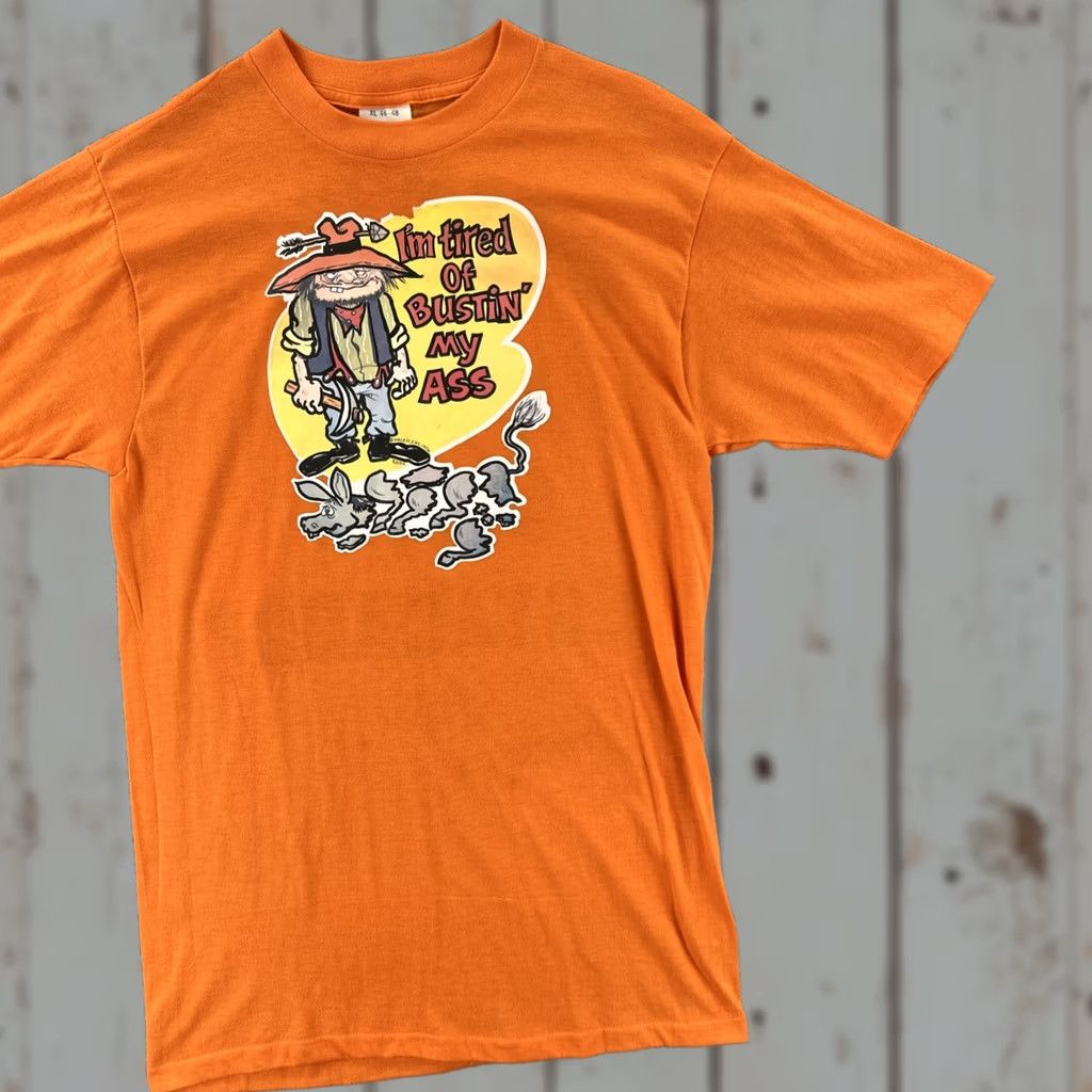 Vintage VINTAGE Unbranded T-Shirt XL Orange 50/50 Kodel Polyester Cotton Crew Neck Short Sleeve Mens 70s 80s Made in USA EUC Size US XL / EU 56 / 4 - 1 Thumbnail
