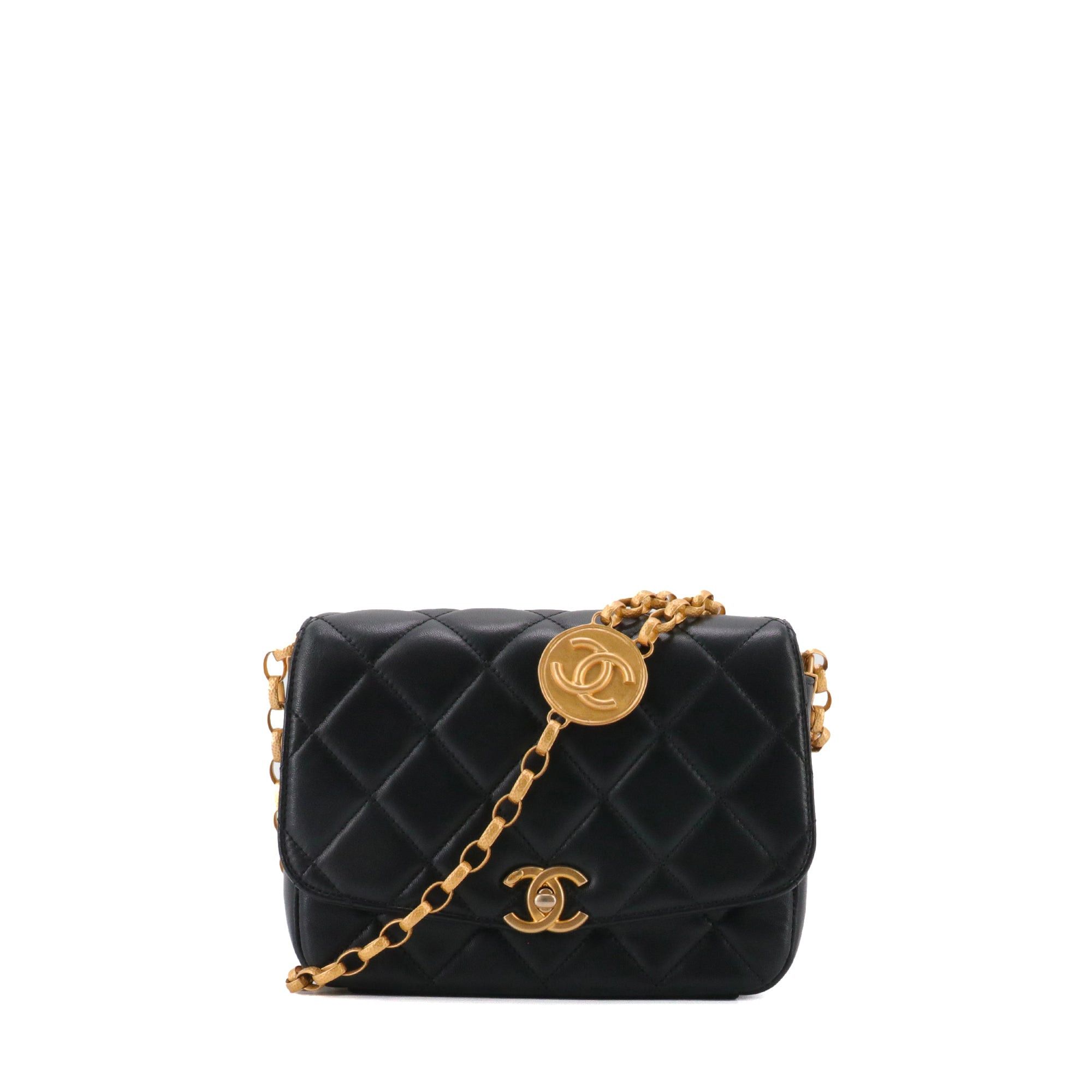 Chanel - Chanel Timeless Cc Coin Shoulder Bag In Black Smooth Leather, Women's
