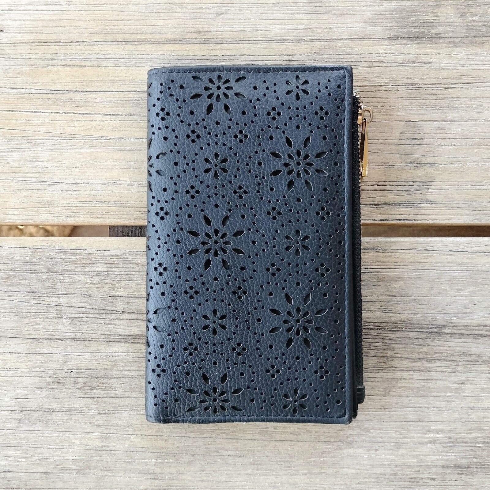 Japanese Brand Wallet Purse Faux Leather Bi Fold Book Cutout Lazer Cut Size ONE SIZE - 1 Thumbnail