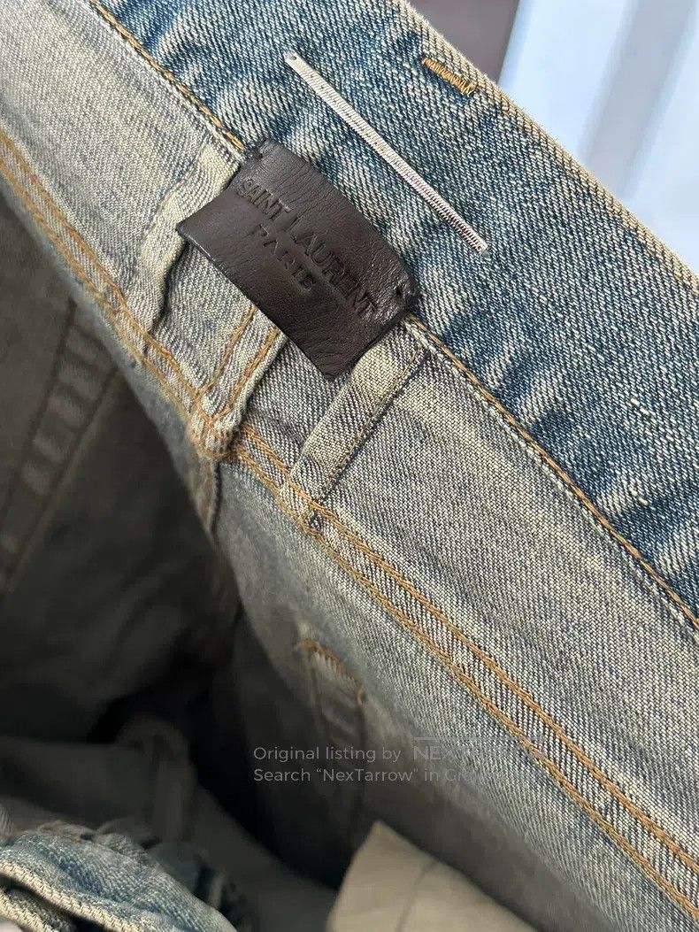Saint Laurent Paris Saint Laurent Paris Black Blue Washed Ripped Denim Jeans Size US 32 / EU 48 - 3 Thumbnail