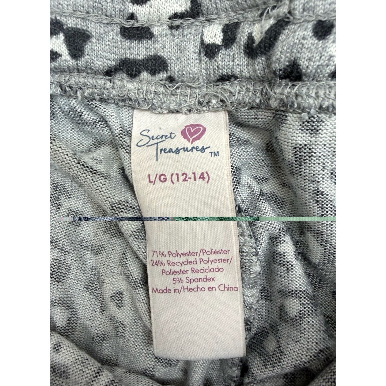 Vintage Secret Treasures Womens PJ Pants Size Large Gray Animal Print Jogger Soft Size 36" / US 14 / IT 50 - 4 Thumbnail