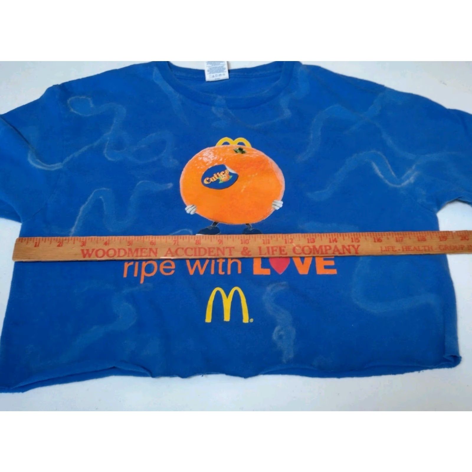 Vintage VINTAGE McDonald's Graphic Crop Top Women Medium Blue Bleach Dyed 90s Fast Food Casual Shirt Size M / US 6-8 / IT 42-44 - 3 Thumbnail