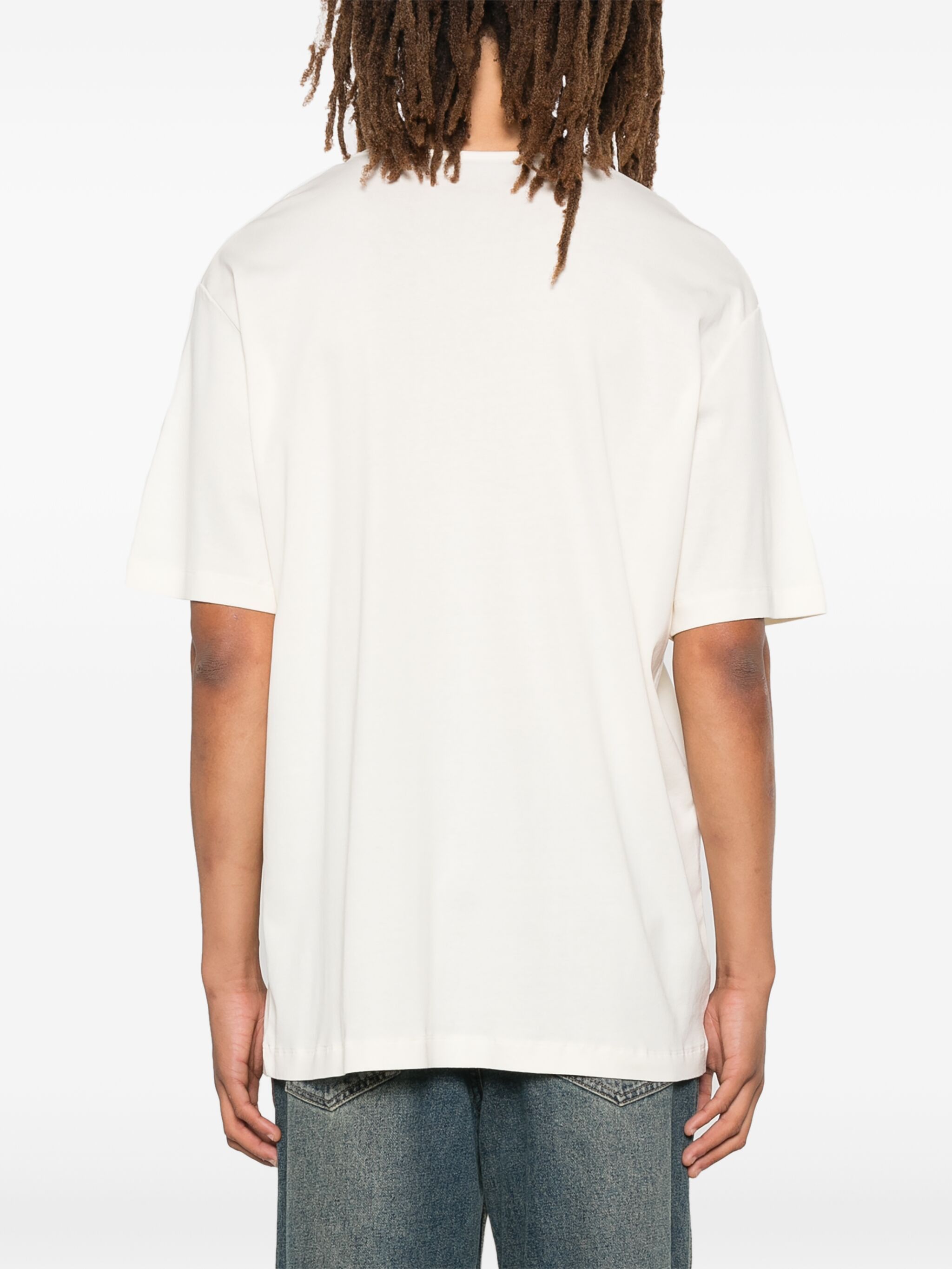 Lemaire o1s22i1n1024 Wide Round Neck T-Shirt in White Size US L / EU 52-54 / 3 - 3 Thumbnail