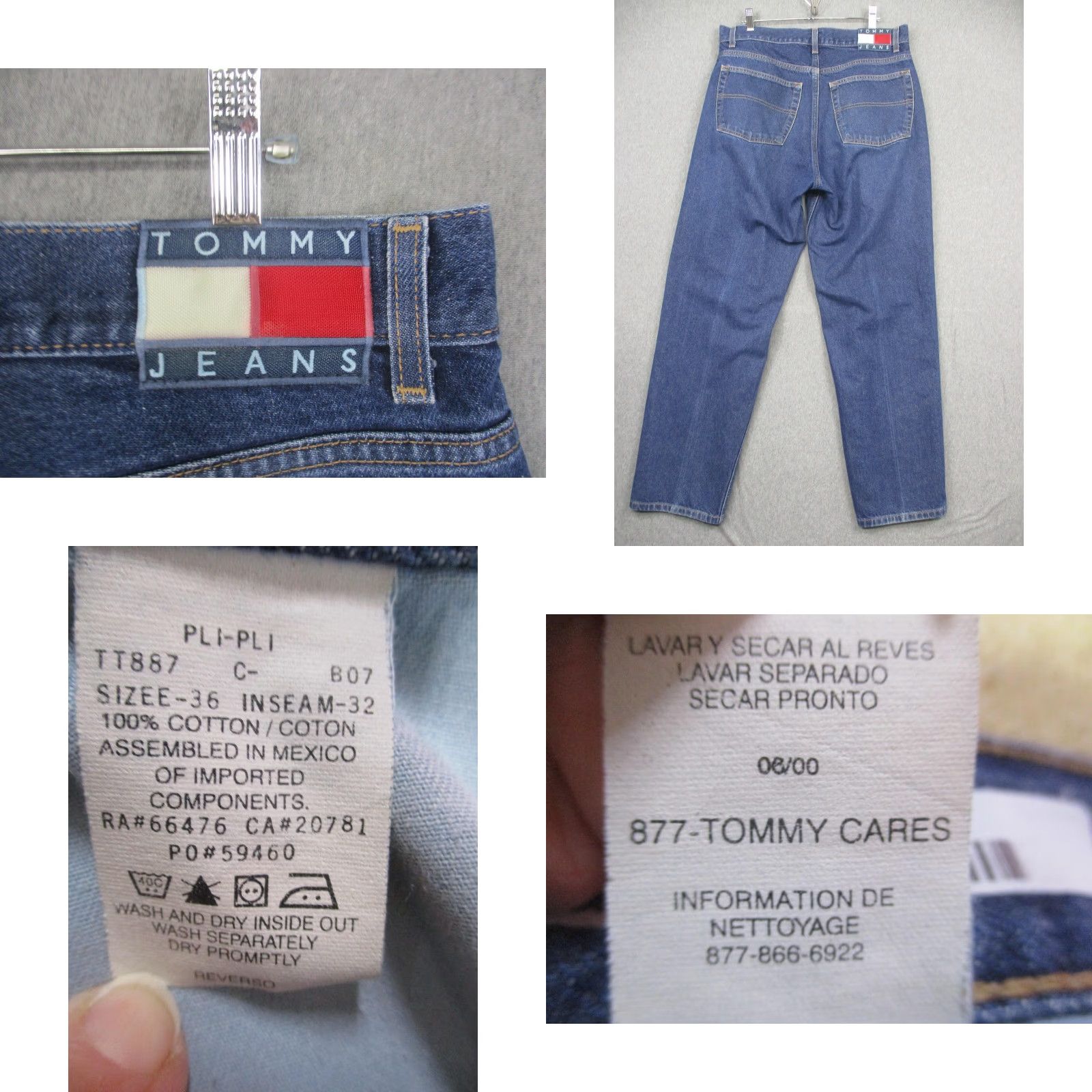 Tommy Hilfiger VINTAGE Tommy Jeans Jeans Mens 36x32 Blue Denim 100% Cotton Y2K 00s Size US 36 / EU 52 - 8 Thumbnail