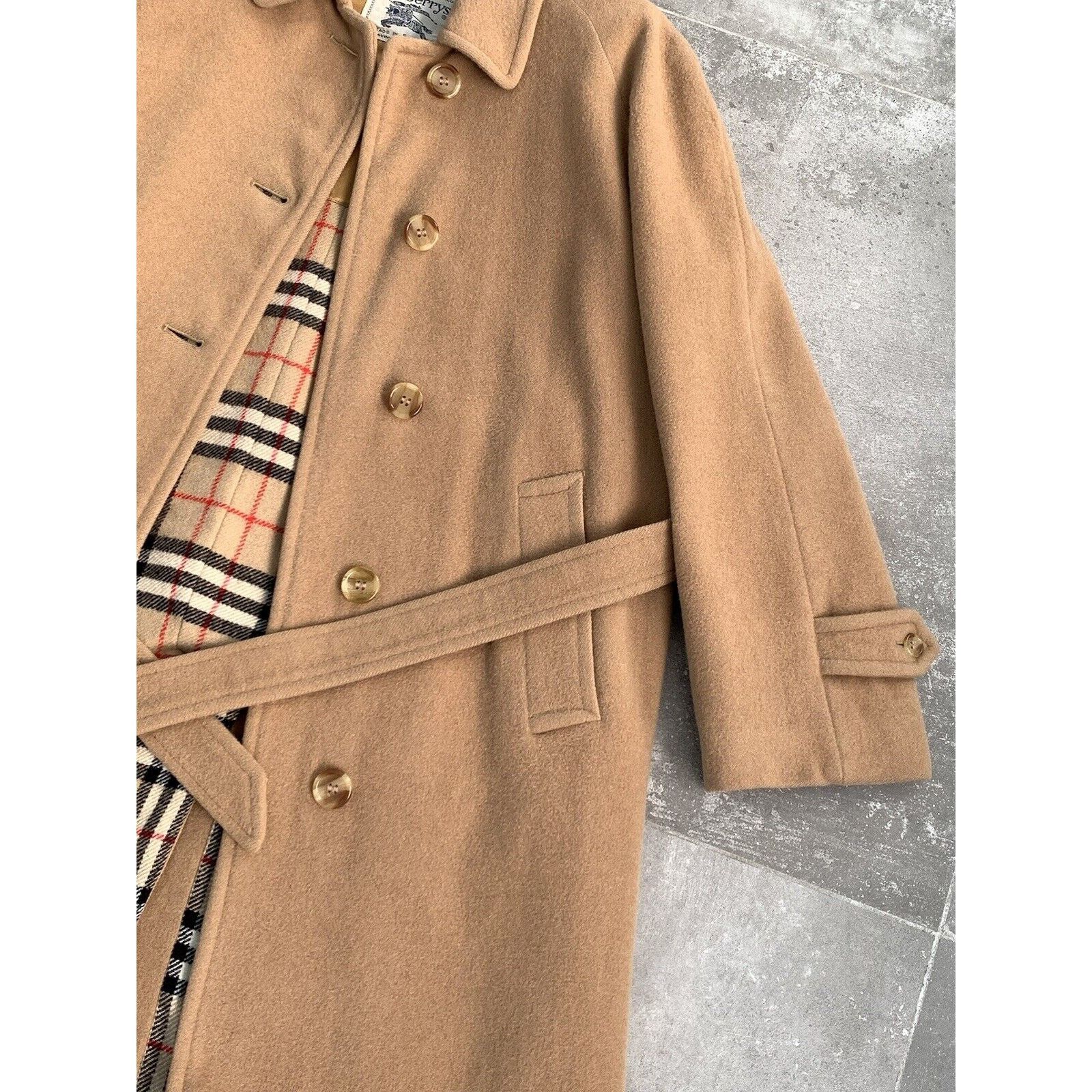Burberry × Vintage Women's BURBERRYS CAMEL HAIR Wool Trench Coat Jacket UK 12 M Size M / US 6-8 / IT 42-44 - 10 Thumbnail