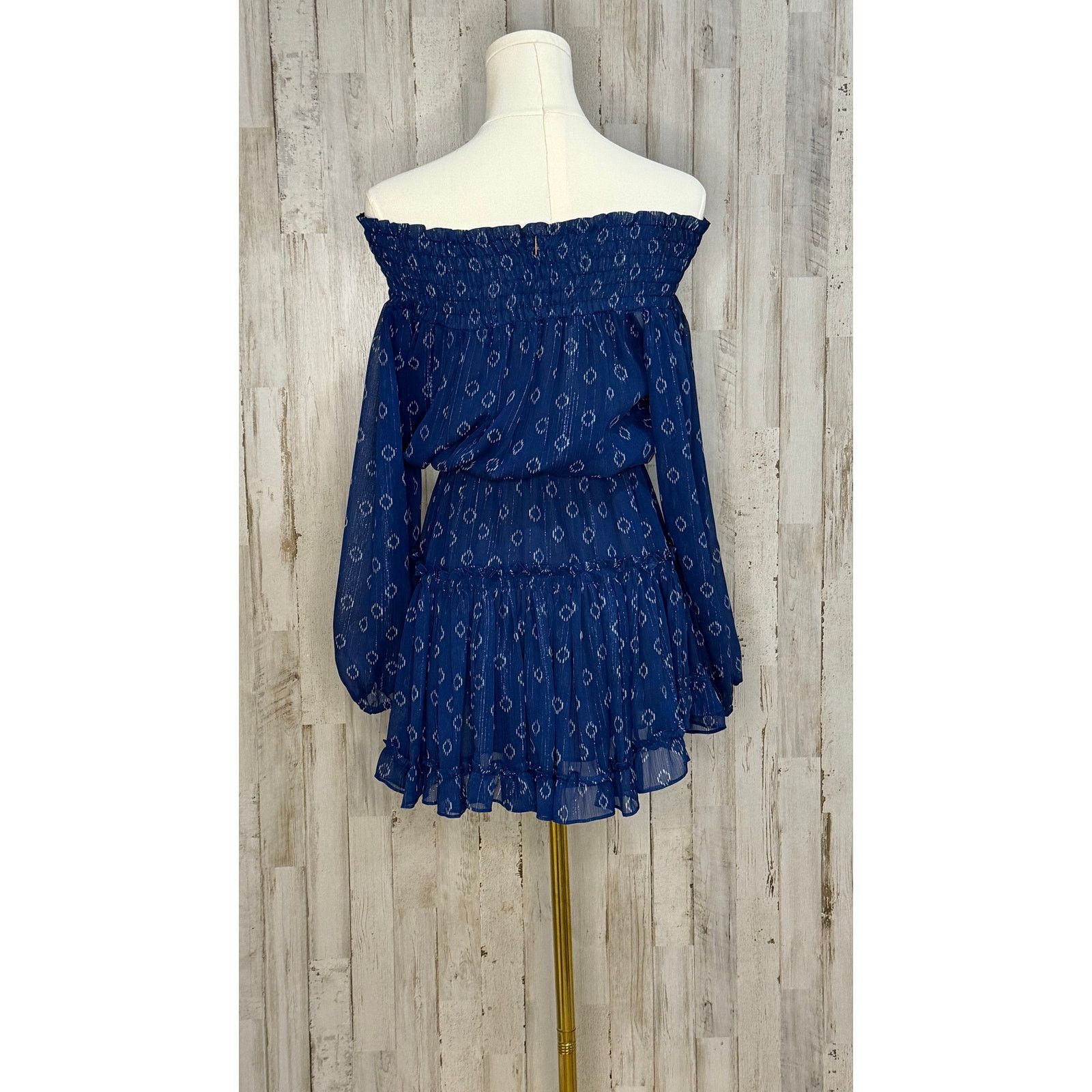MISA Los Angeles Misa Los Angeles Women's XS Blue Off Shoulder Mini Dress Size XS / US 0-2 / IT 36-38 - 2 Thumbnail
