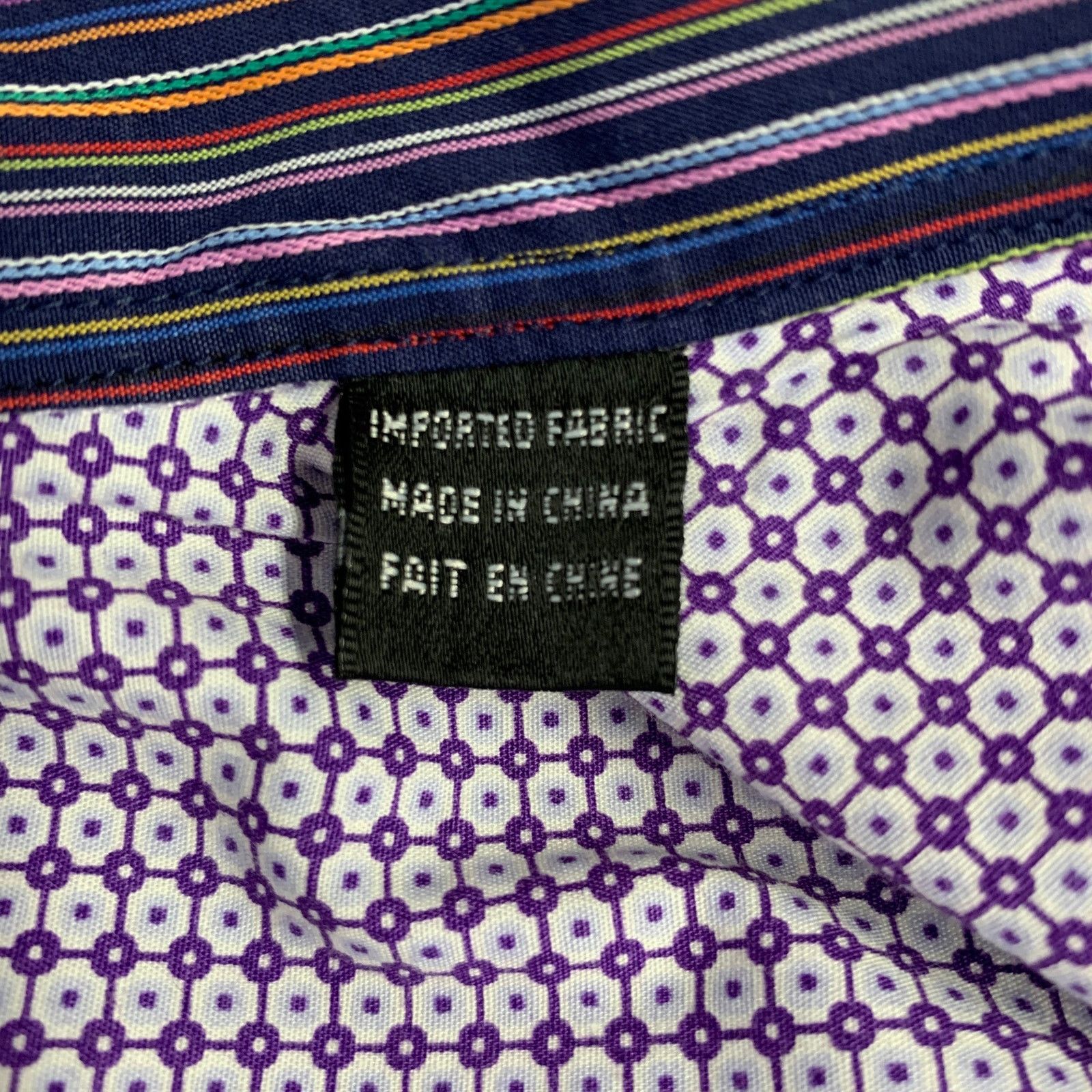 BUGATCHI BUGATCHI Size M Purple White Dots Cotton Long Sleeve Shirt Size US M / EU 48-50 / 2 - 6 Thumbnail