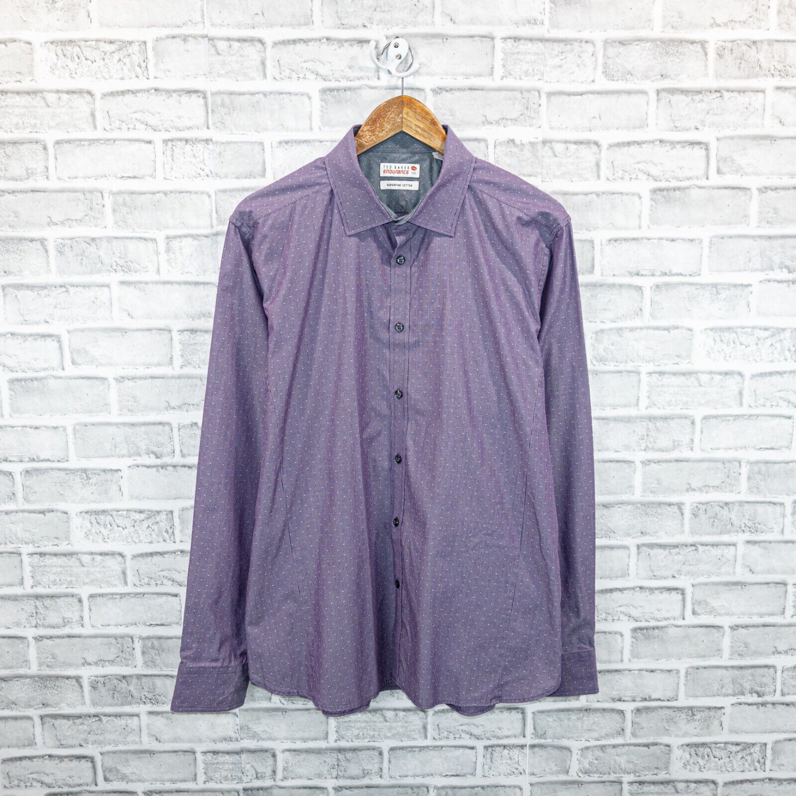 Ted Baker TED BAKER endurance Men's Button up Shirt in Purple stripe Size US XL / EU 56 / 4 - 1 Thumbnail