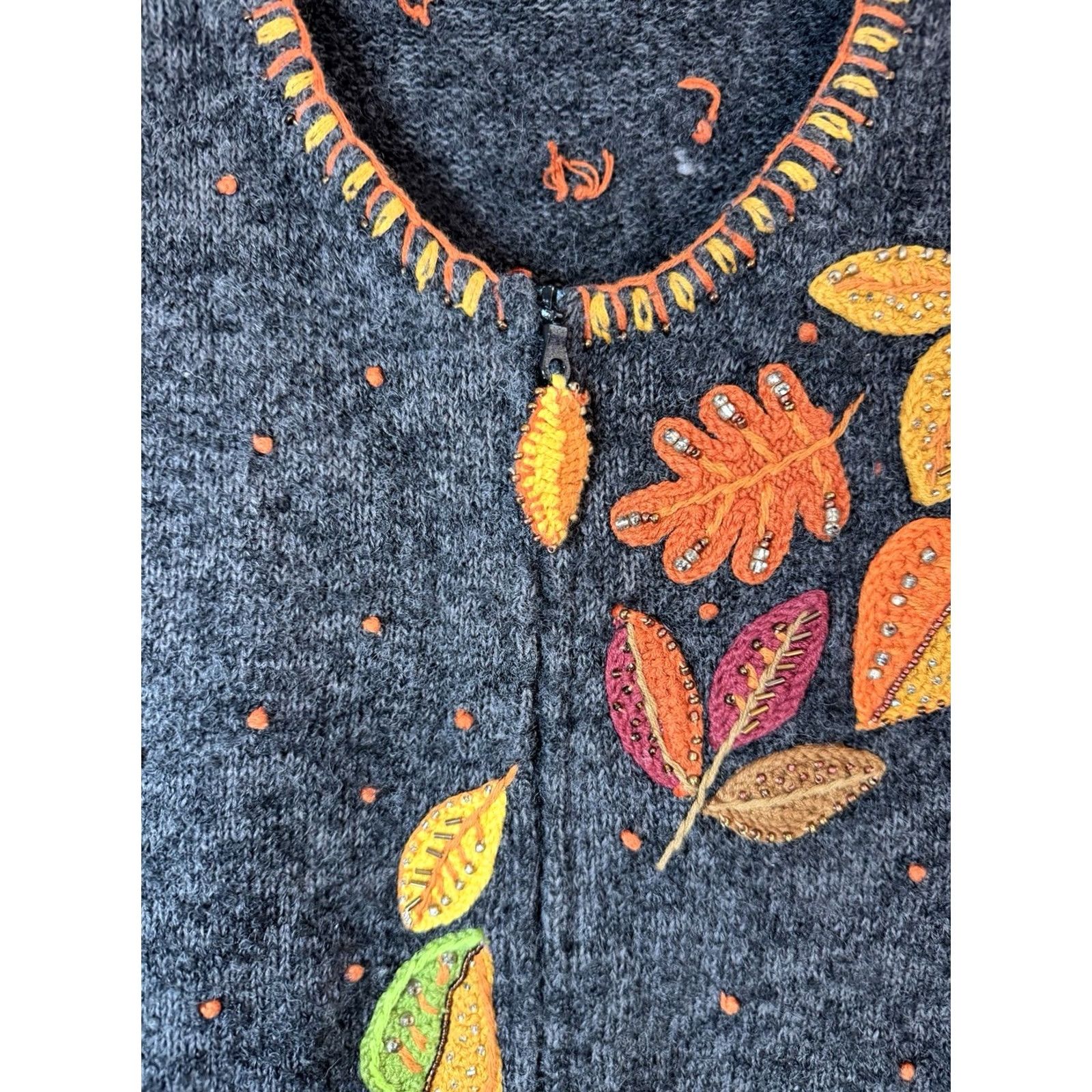 Vintage Design Options Cardigan Sweater Women’s Large Embroidered Full Zip Long Sleeve Size L / US 10 / IT 46 - 4 Thumbnail