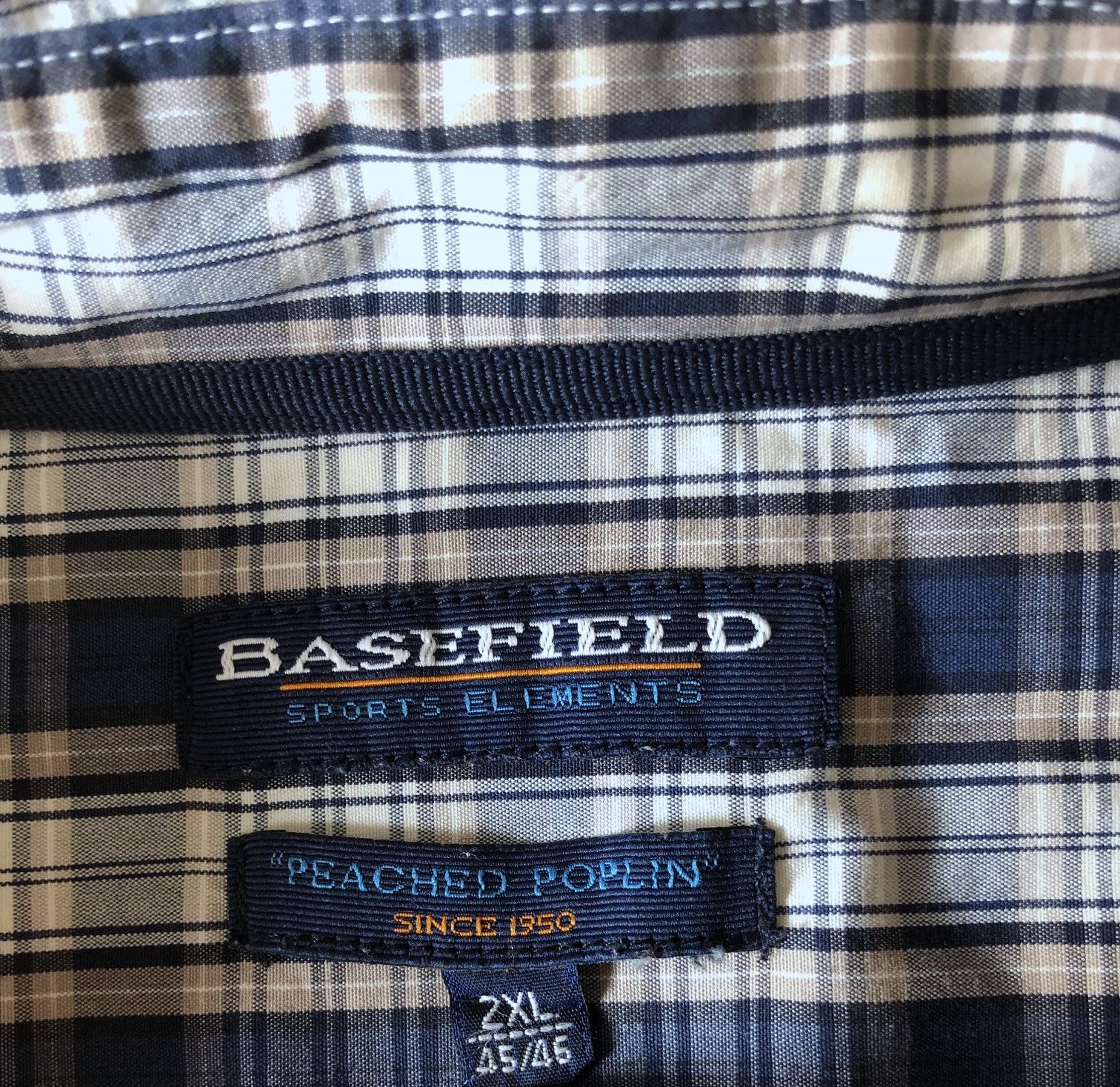 Other Men's checked shirt navy blue-beige Basefield 2XL/3XL Size US XXL / EU 58 / 5 - 2 Thumbnail