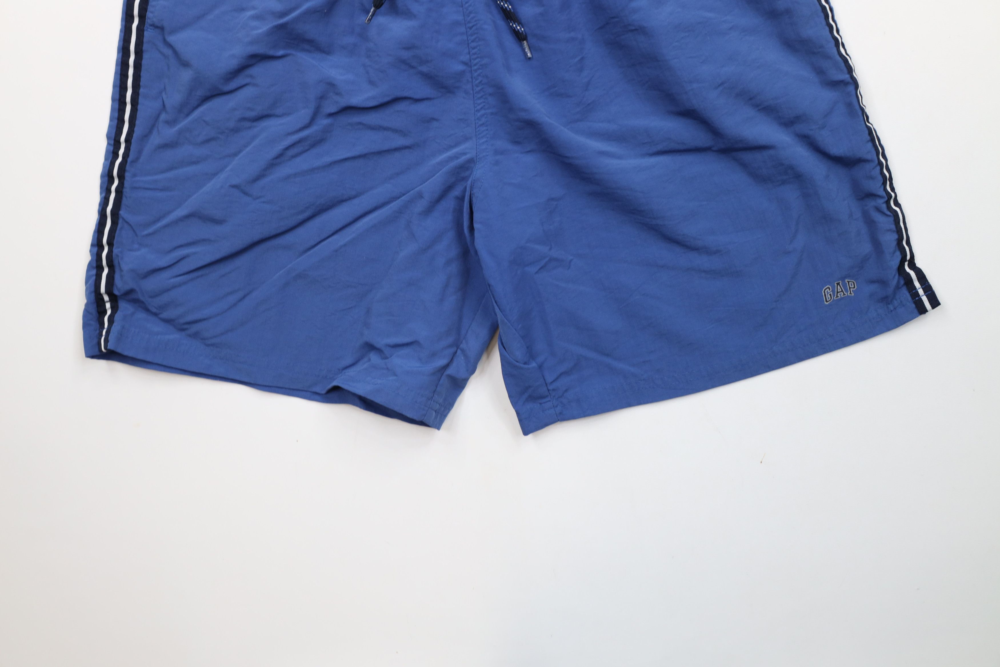 Gap × Vintage Vintage Y2K 2002 Gap Block Letter Striped Lined Shorts Blue Size US 32 / EU 48 - 4 Thumbnail