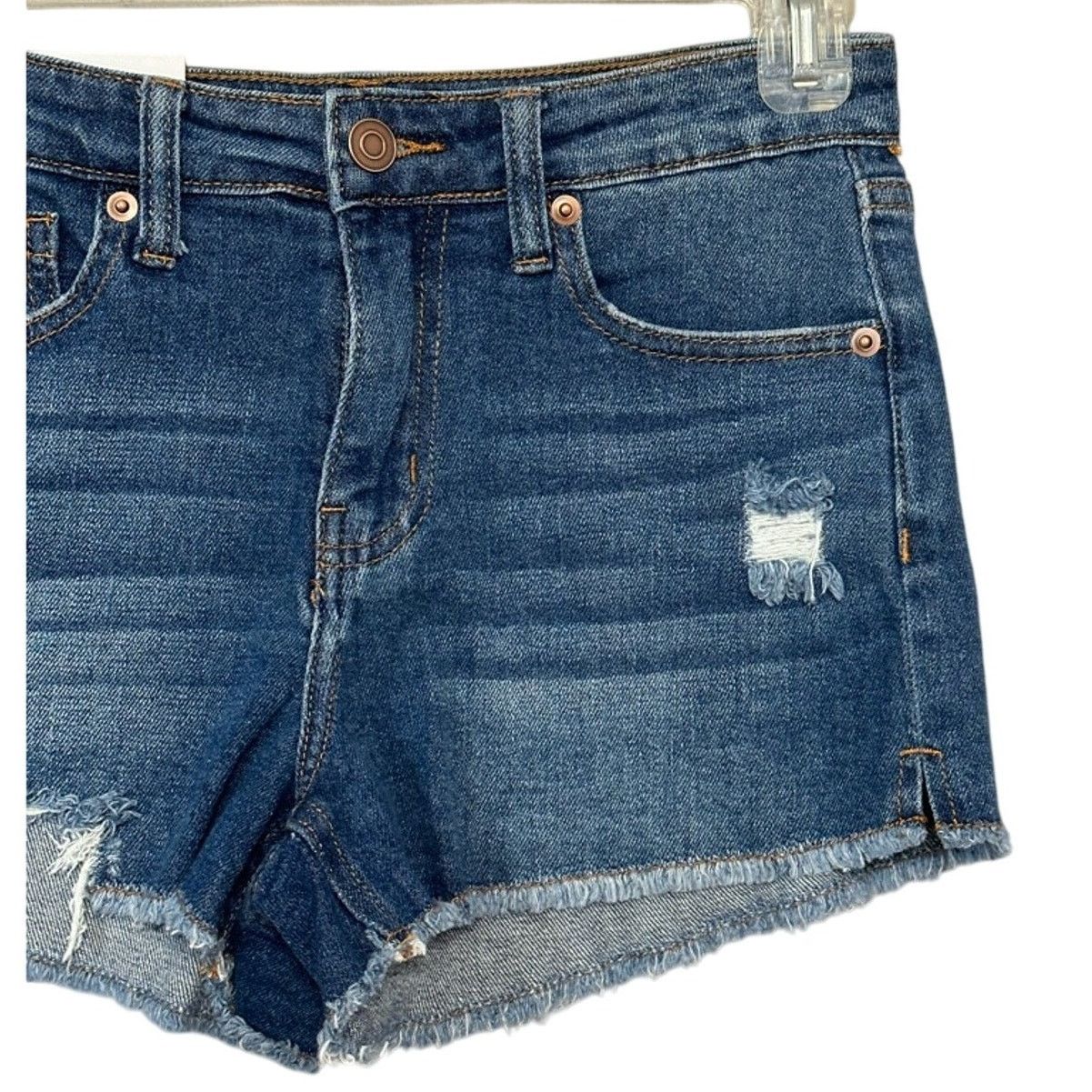 BP. BP Cut-Off Shorts Blue Distressed Frayed Dark Wash 25 New Size 25" / US 0 / IT 36 - 3 Thumbnail