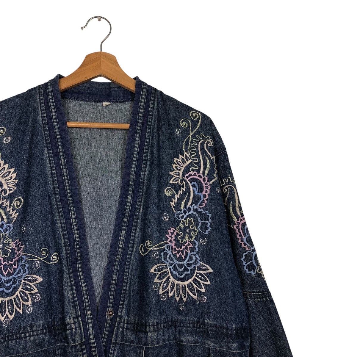Vintage 📌Vintage Denim Cardigan Bomber Jacket Unknown Brand Japan Size US M / EU 48-50 / 2 - 7 Thumbnail