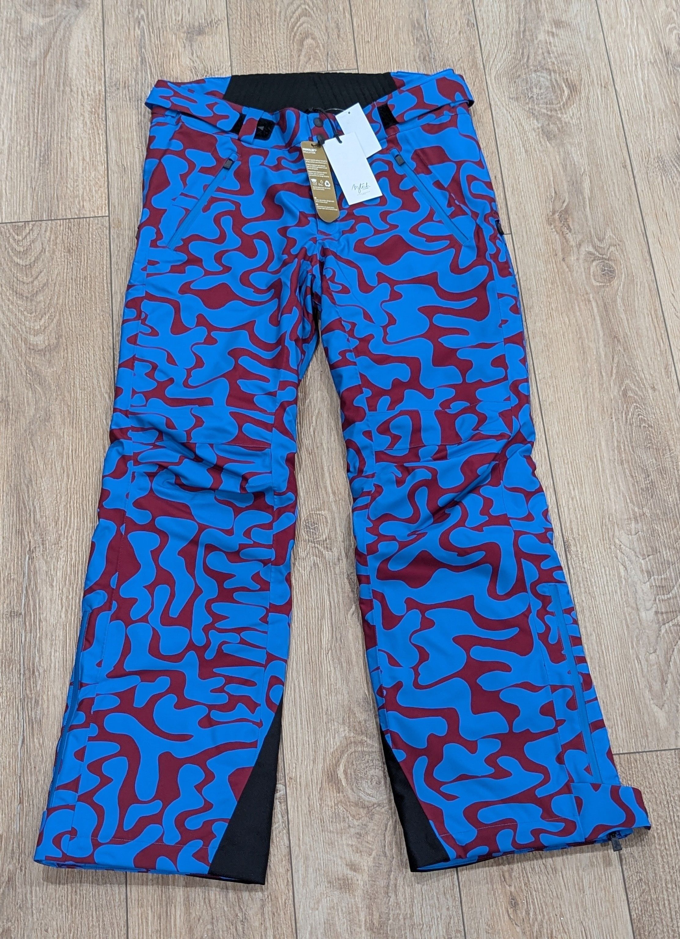 Aztech Mountain Folkh Abstract Wave Ski Pants Blue Medium