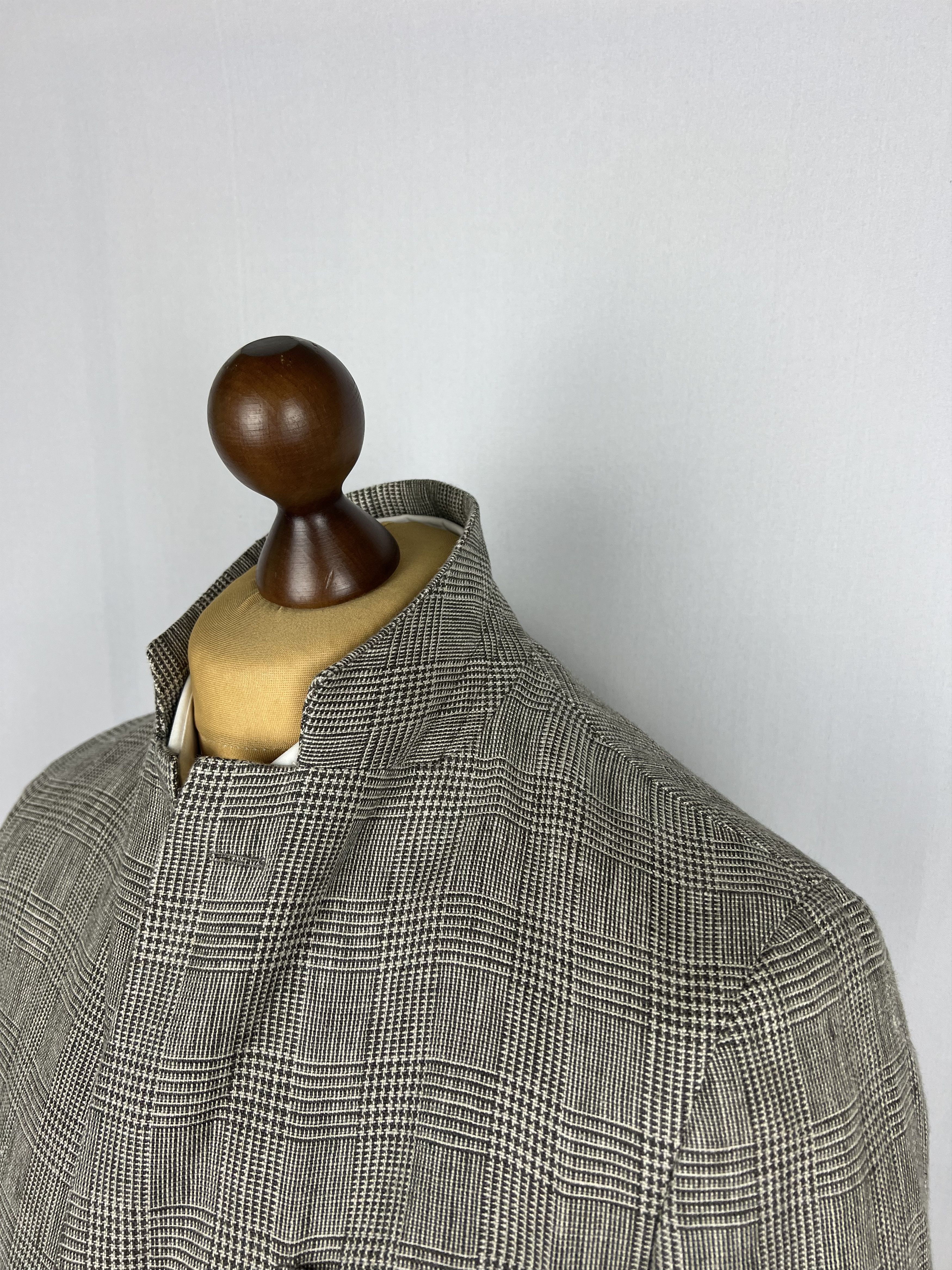 Italic PELIKAMO Zurich Beige-Gray Plaid Linen Unlined Sport Coat Size 38R - 6 Thumbnail