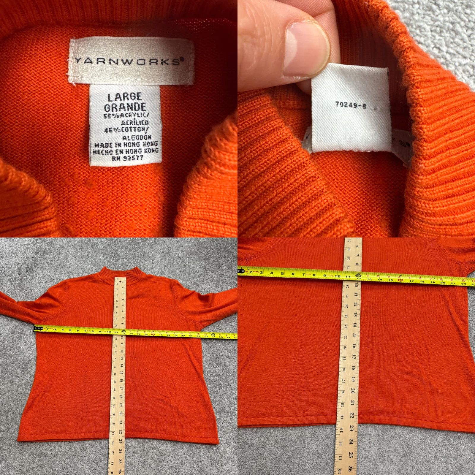 Vintage VINTAGE Yarnworks Pullover Shirt Womens Large Orange 90s Classic Knitted Knit Mock Neck Sweater Casual Womens Size L / US 10 / IT 46 - 8 Thumbnail
