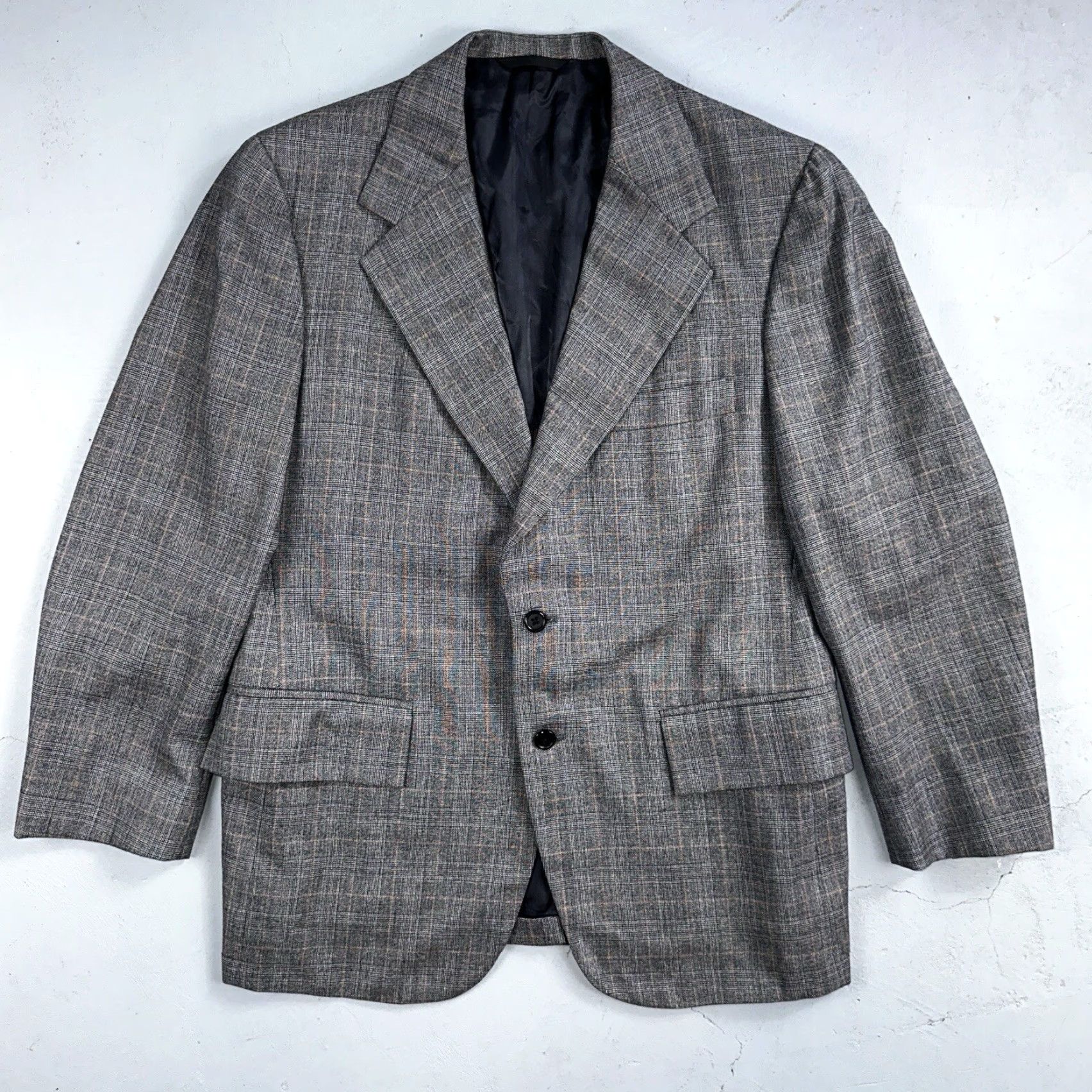 Vintage VTG Hochscheid Mens 3 PC Suit Jacket Coat Pants Vest Plaid Rockabilly 70s 1970s Brown Size 40 31x30 Mens Size 40R - 2 Thumbnail