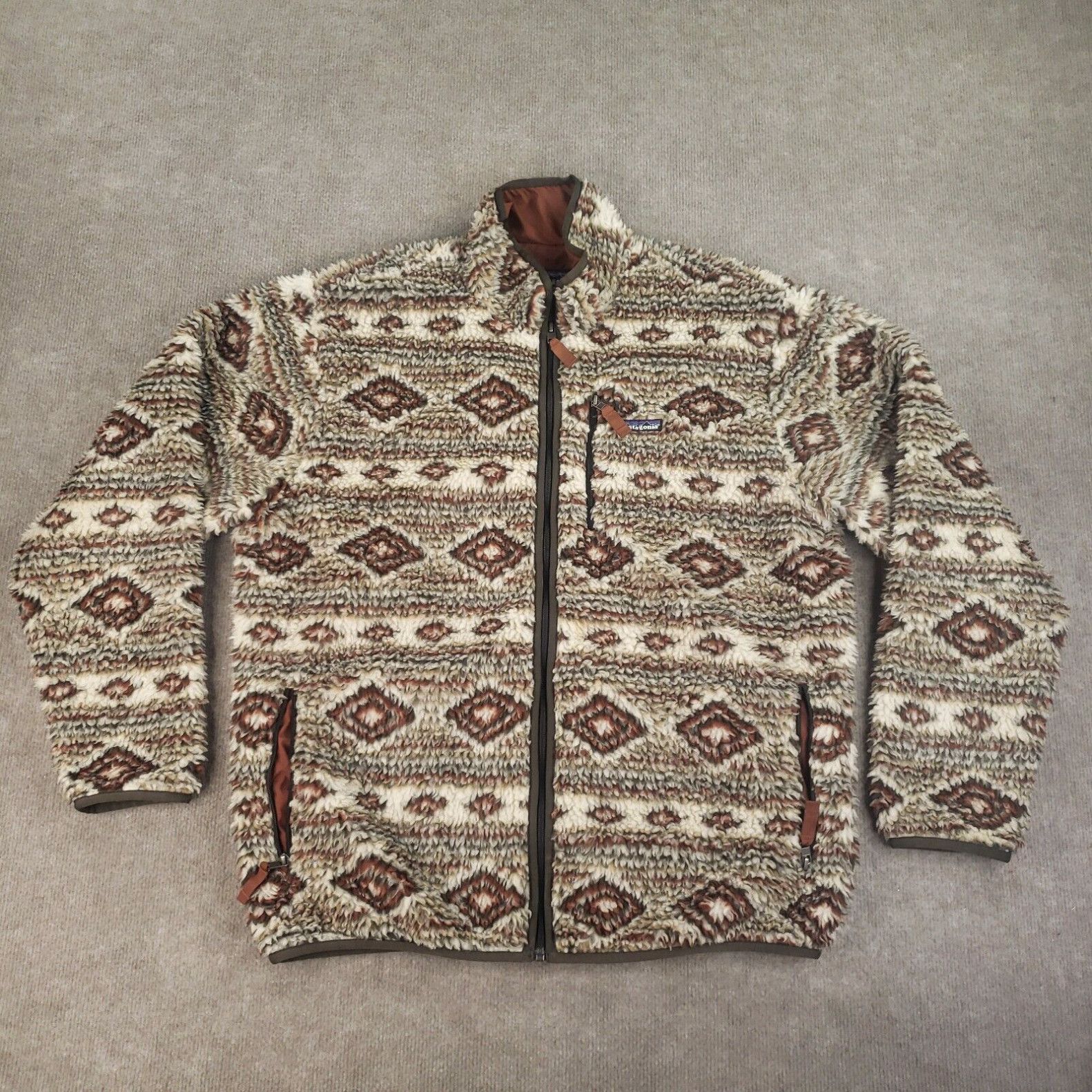 image of Patagonia Retro-X Deep Pile Fleece Men's XL Choolie Southwest Aztec Jacket VTG in White