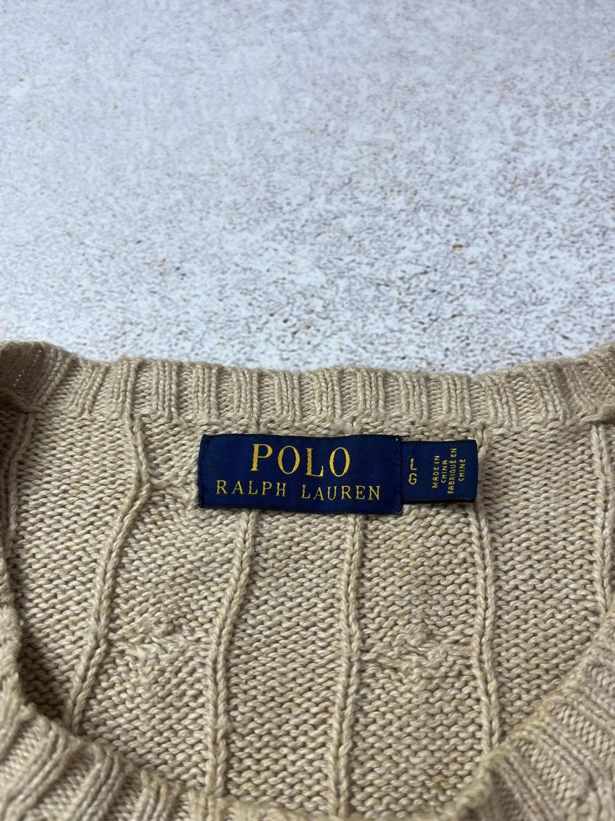 Polo Ralph Lauren Polo Ralph Lauren Golf Cable Knit Crew Neck Sweater Beige Size US L / EU 52-54 / 3 - 7 Thumbnail