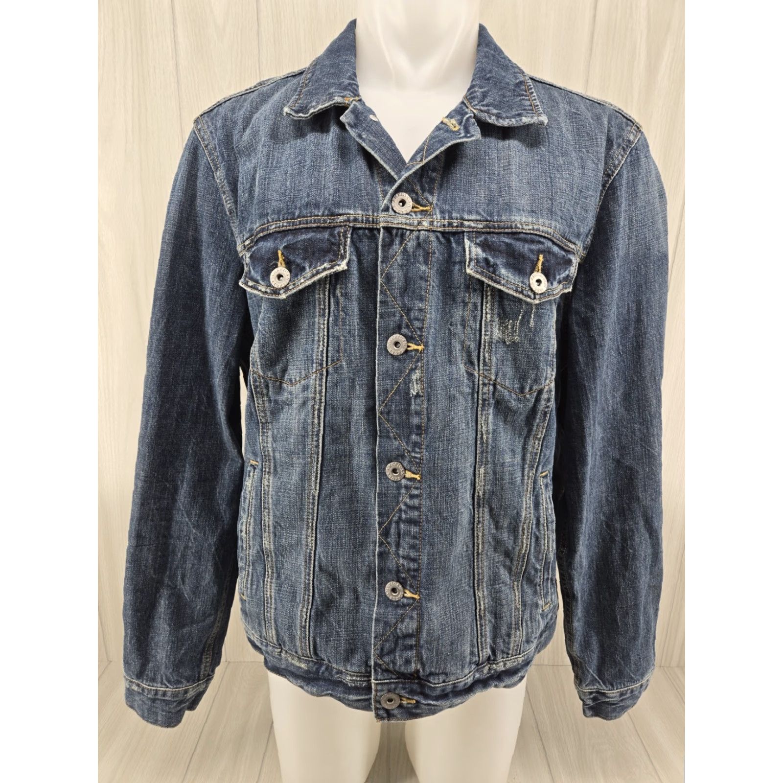 American Eagle Outfitters VINTAGE AMERICAN EAGLE Mens Jacket XL Blue Button Up Trucker Cowboy Western Denim Size US XL / EU 56 / 4 - 2 Thumbnail