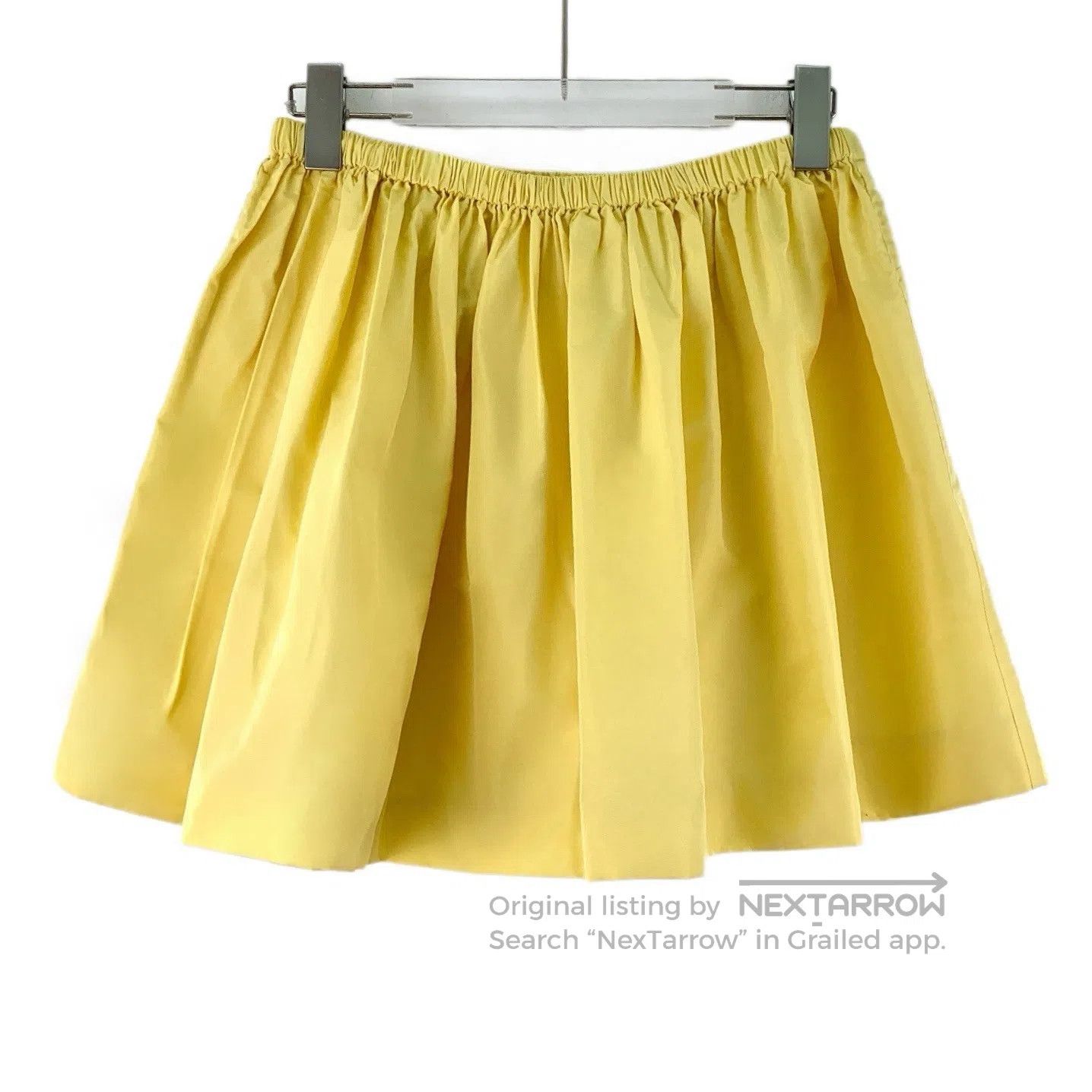 Miu Miu Miu Miu Yellow pleated elastic waist short skirt| Size 39" - 1 Thumbnail