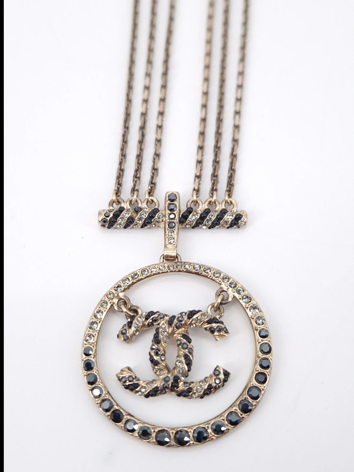 Chanel Chanel Crystal CC Pendant Triple Chain Necklace Size ONE SIZE - 16 Thumbnail