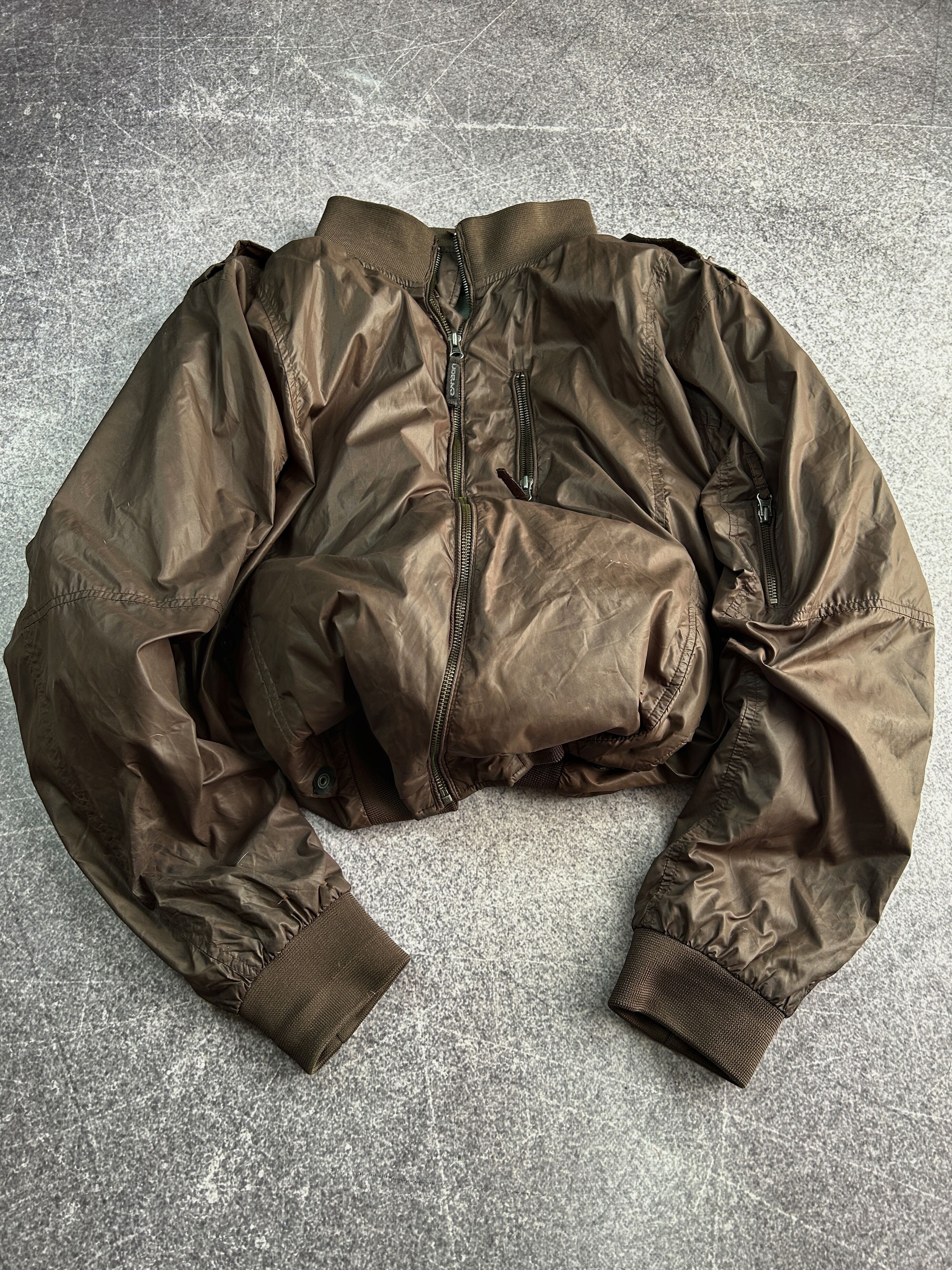 Vintage Cropped Nylon Bomber Jacket Minimalist Techwear Brown Size US XL / EU 56 / 4 - 3 Thumbnail