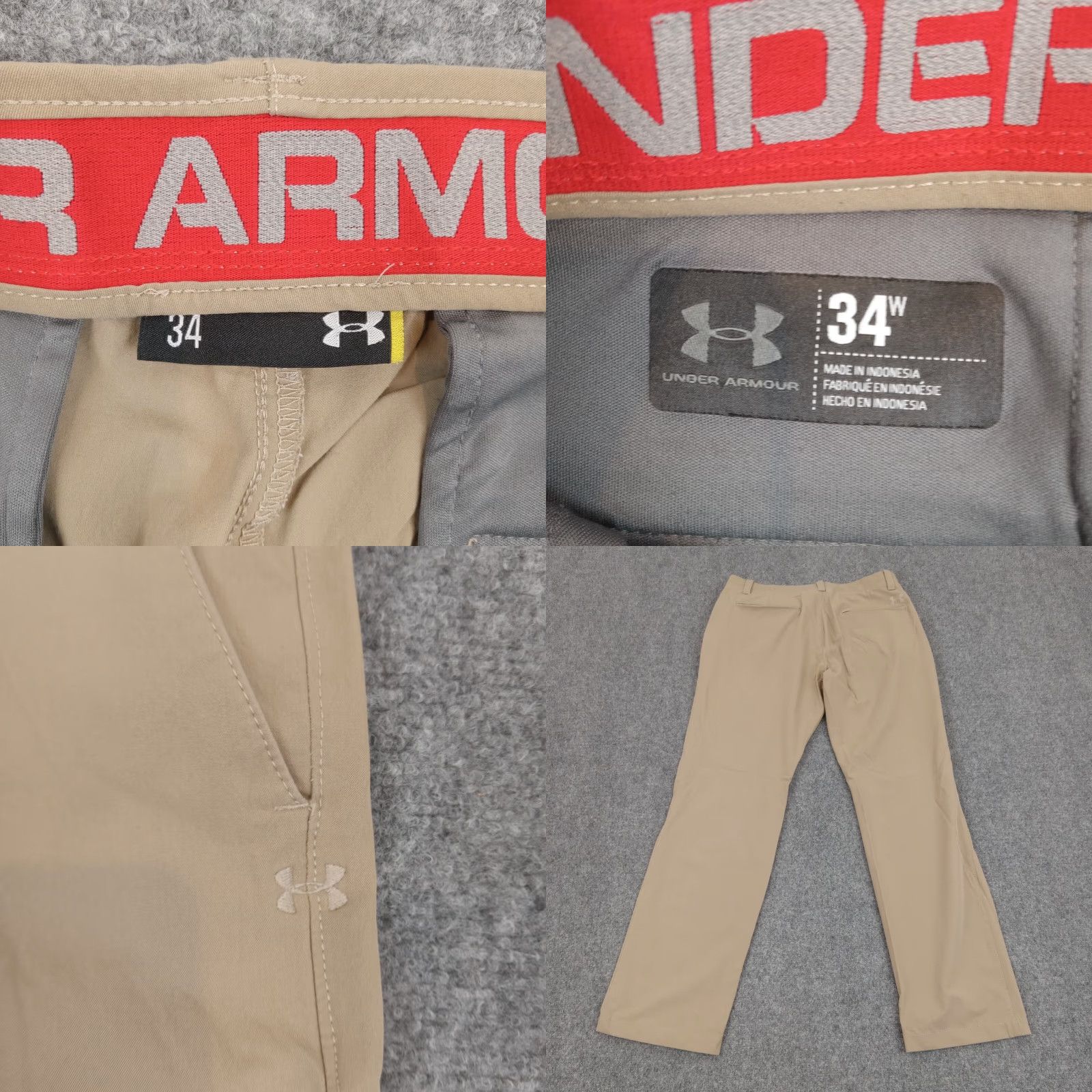Under Armour Under Armour Chino Pants Mens Beige Flat Front Straight Leg 34x31 Size US 34 / EU 50 - 8 Thumbnail