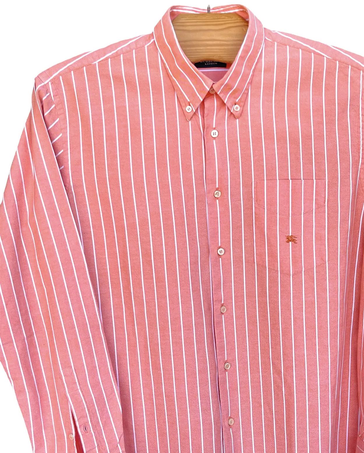 Burberry 🔥 pink salmon Burberry London striped shirt size xl Size US XL / EU 56 / 4 - 3 Thumbnail