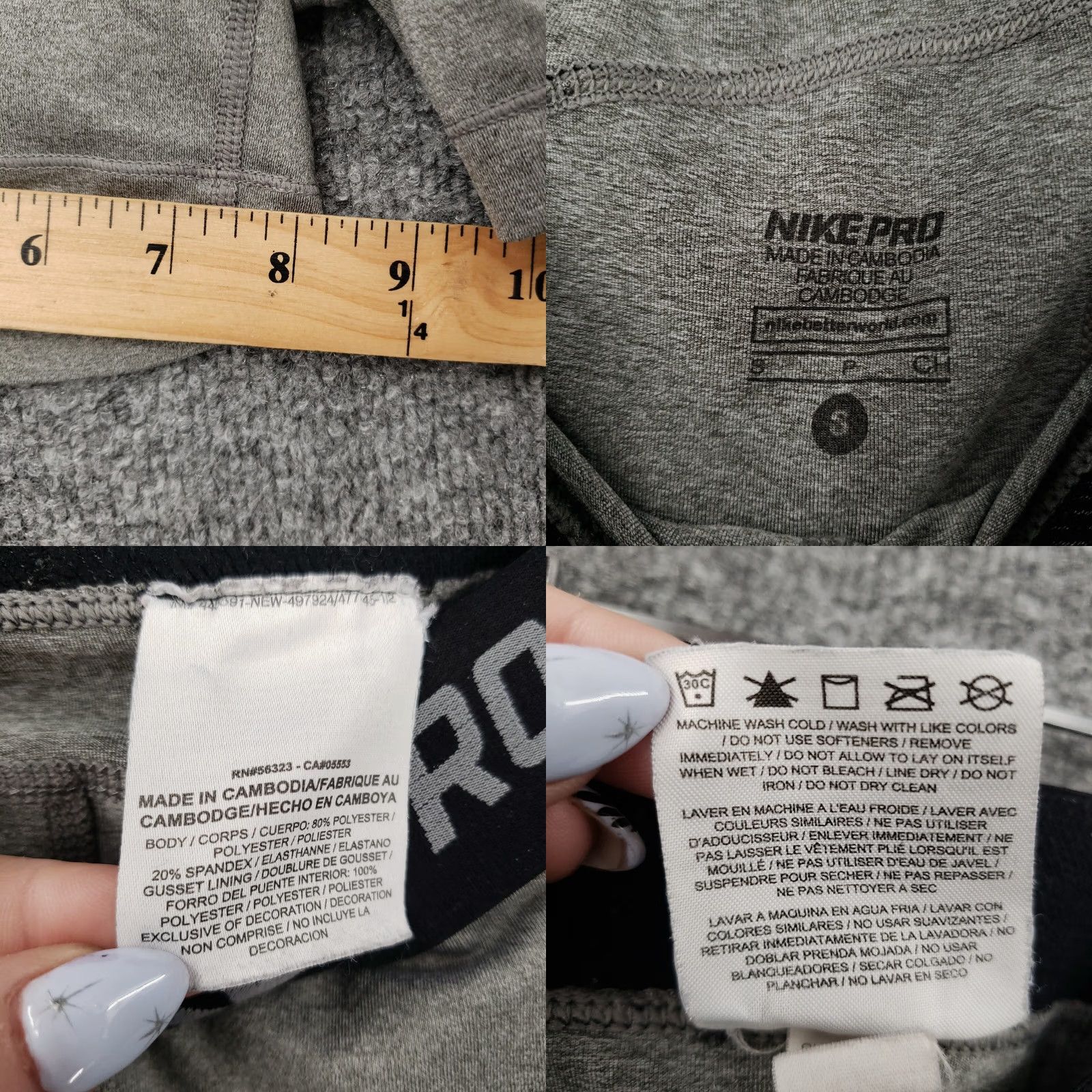Nike Nike Pro Shorts Womens S Gray Compression Tights Pull On Stretch Gym Core Activewear Running & Training Womens Size 28" / US 6 / IT 42 - 8 Thumbnail