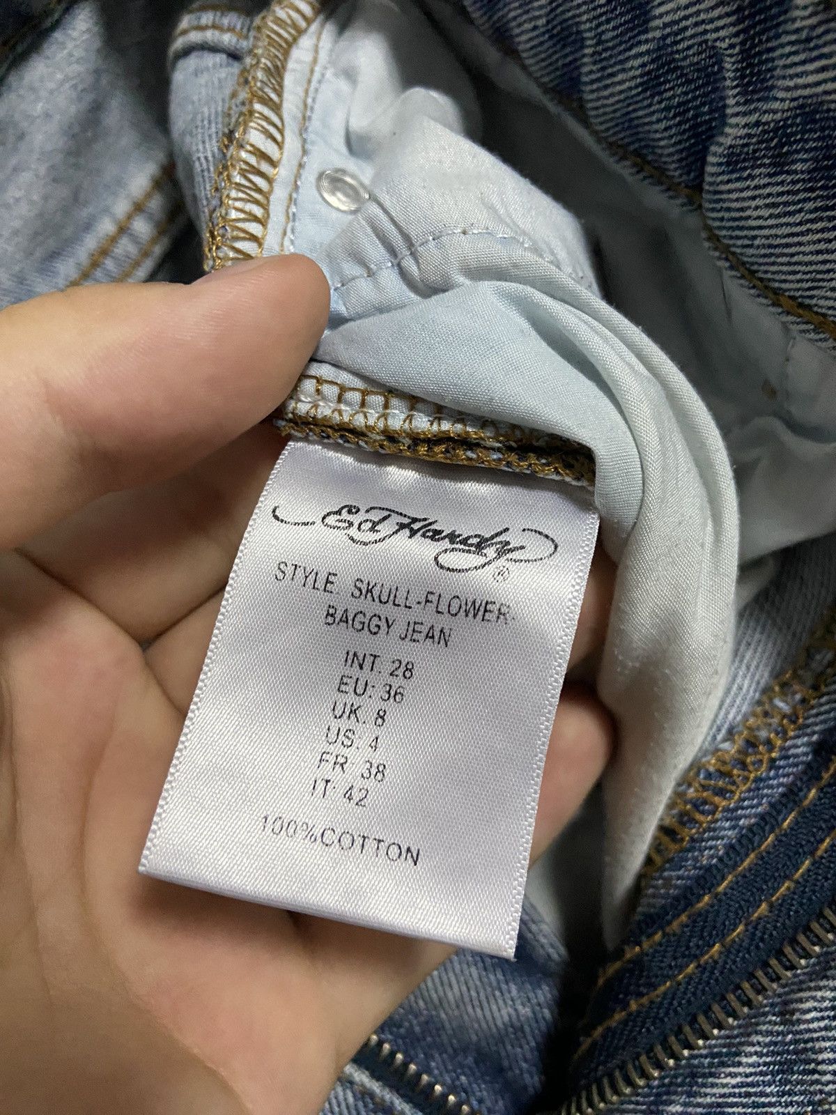 Ed Hardy Ed Hardy skull flower baggy jeans denim pants big logo Size US 28 / EU 44 - 7 Thumbnail