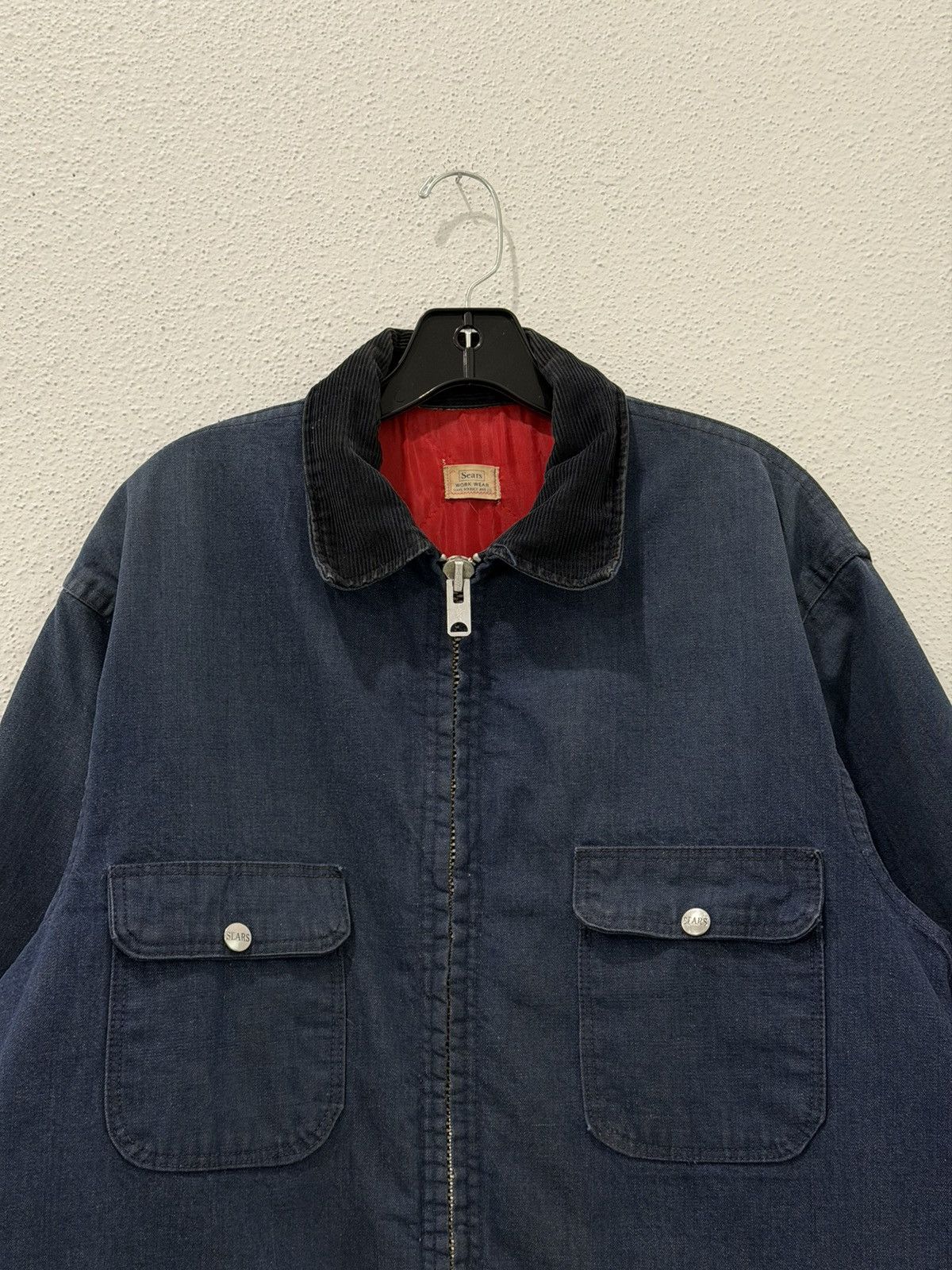 Sears Vintage 60s Sears Work Wear Denim Chore Quilt Lined Talon Size US L / EU 52-54 / 3 - 2 Thumbnail