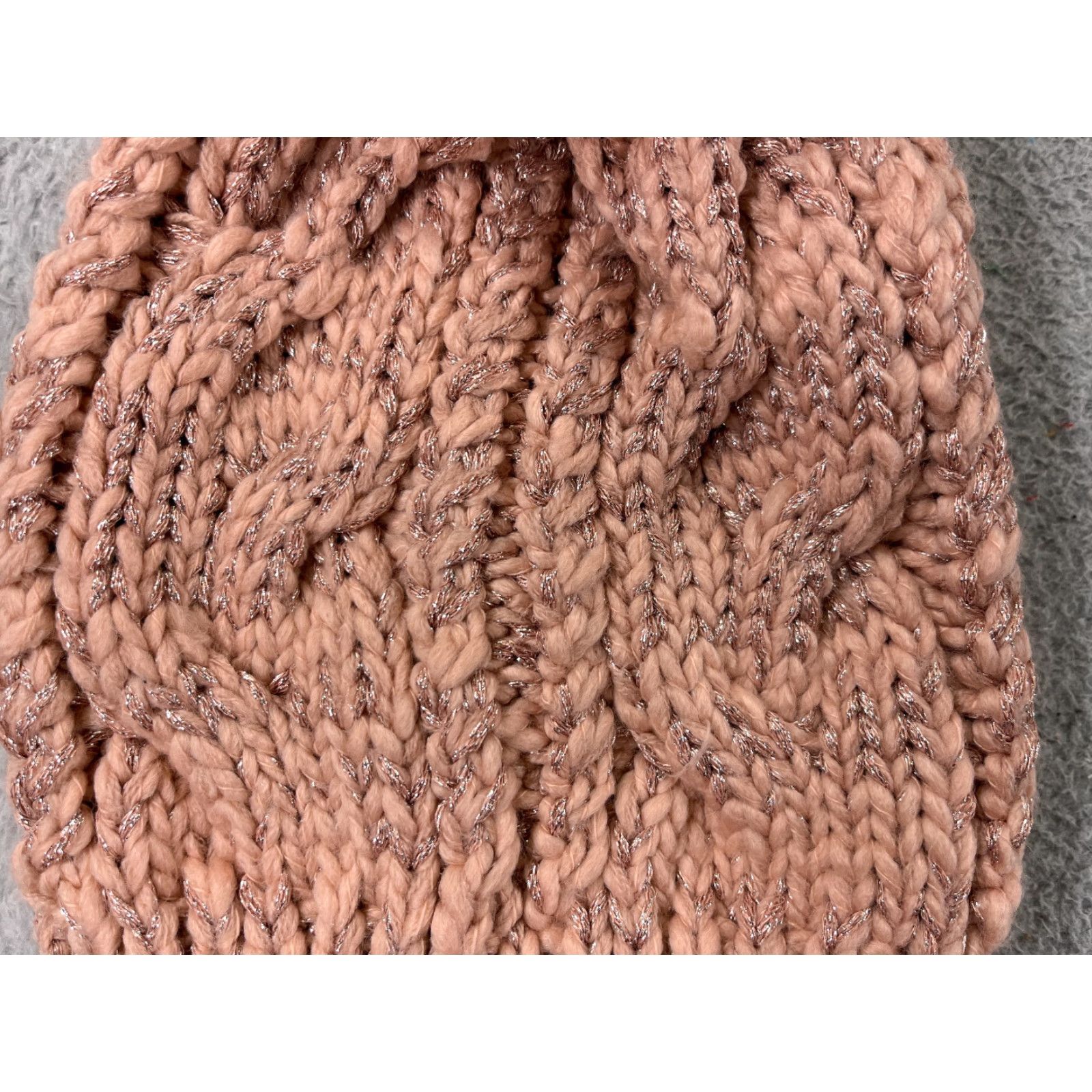 Vintage K Accessories Beanie Winter Knit Pom Womens One Size Pink Sparkly Metallic Acrylic Blend Ski Outdoor Hat Womens Size ONE SIZE - 2 Thumbnail
