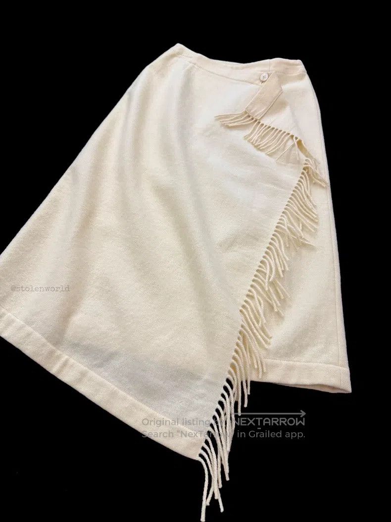 Comme des Garcons Comme des Garcons size S Beige Fringe Wool Skirt Size 22" - 2 Thumbnail