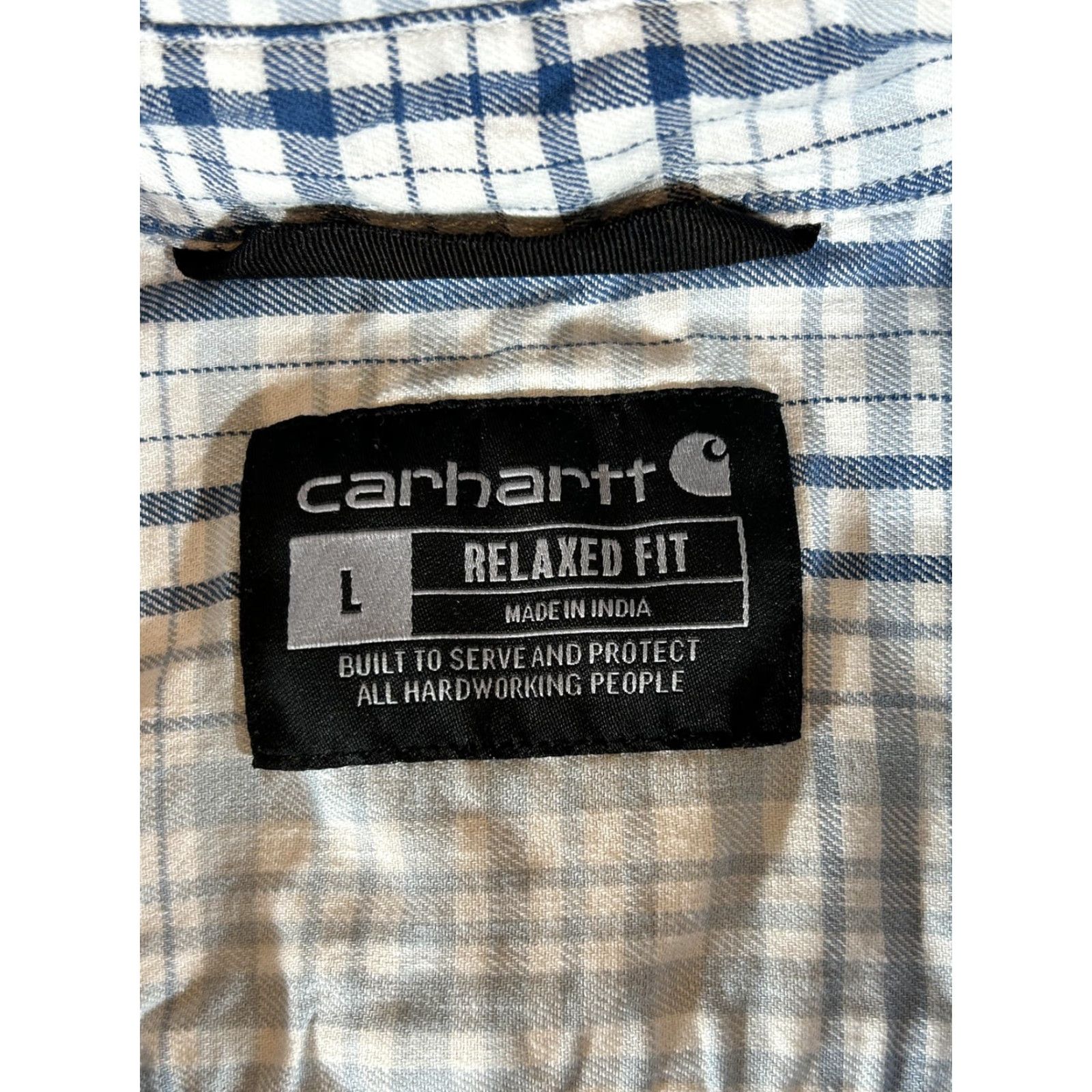 Carhartt Carhartt Mens Short Sleeve Shirt Plaid Button Front Lightweight Stretch Workwear L Black Blue Patterned Cotton Spandex Relaxed Fit Casual Summer Size US L / EU 52-54 / 3 - 7 Thumbnail