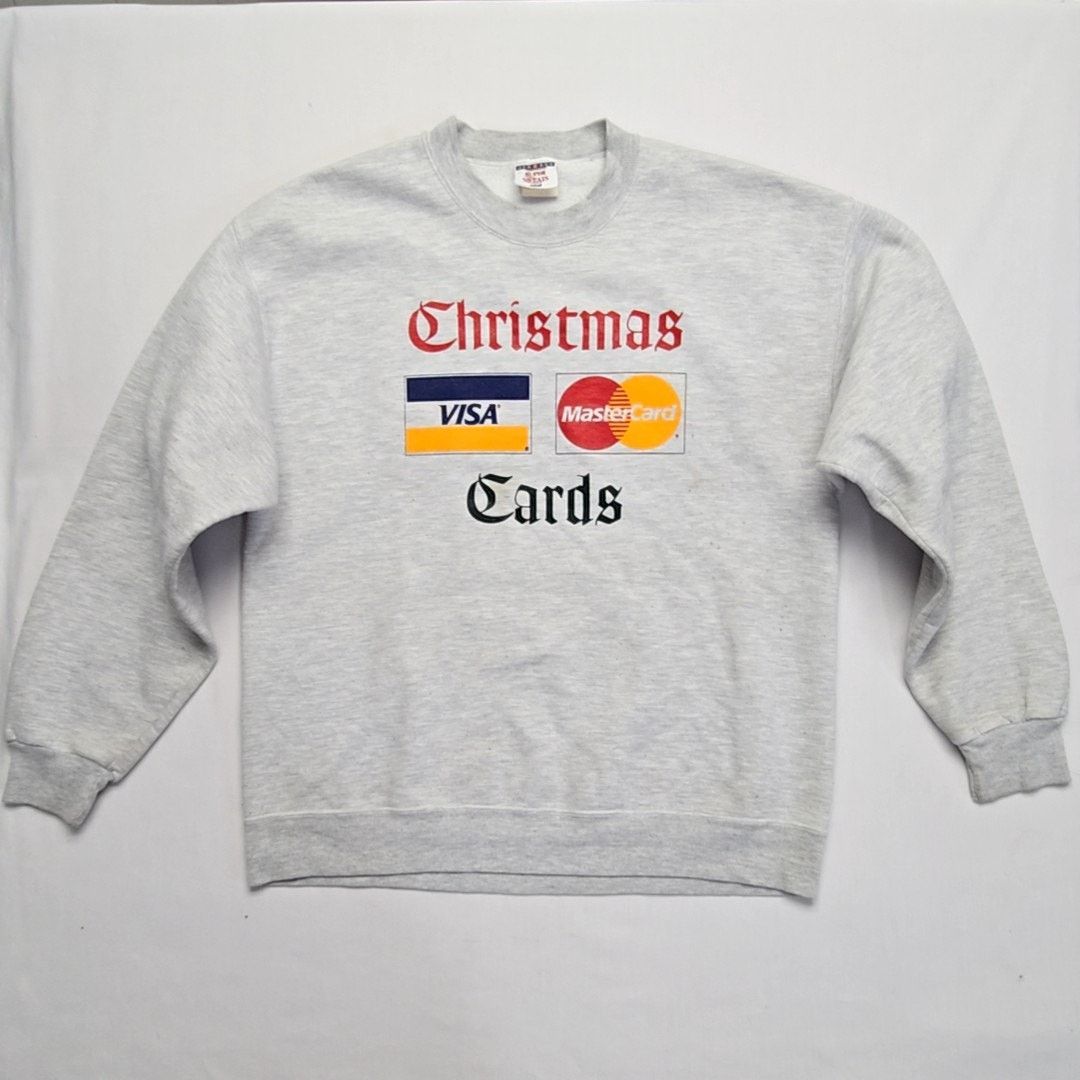 Jerzees Vintage Visa MasterCard Cards Sweatshirt Christmas Grey XL Size US XL / EU 56 / 4 - 1 Thumbnail