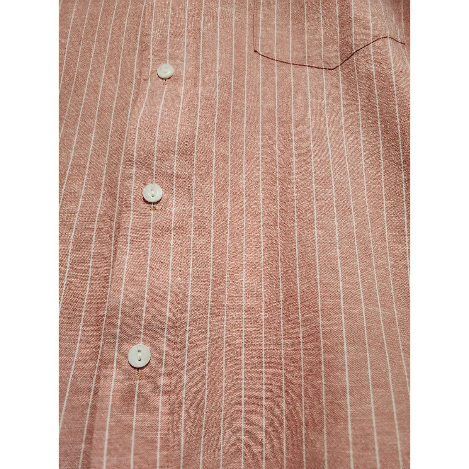 Chaps Chaps Large Stripe Linen Blend Woven Short Sleeve Shirt Size US L / EU 52-54 / 3 - 3 Thumbnail