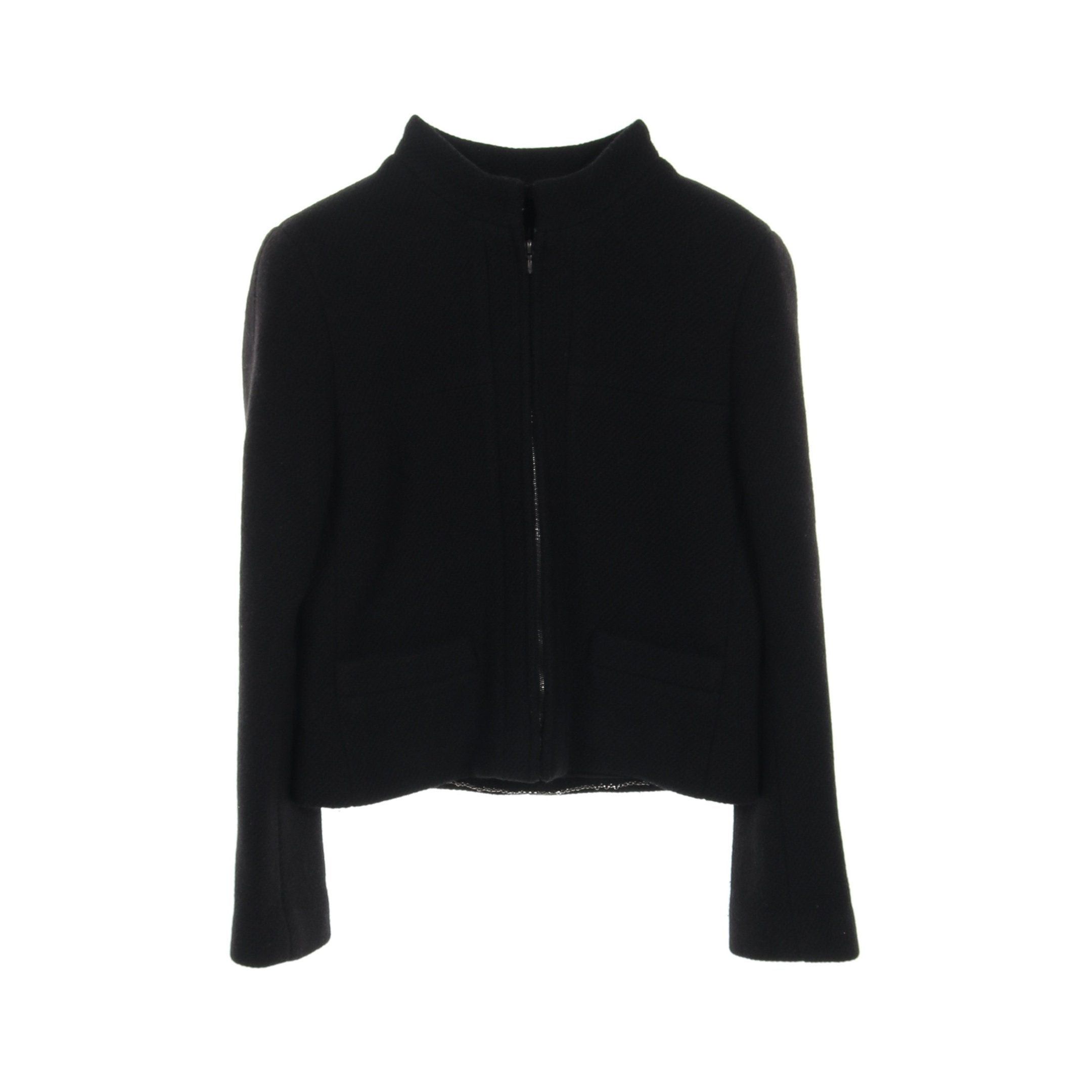 Chanel Chanel Coco Mark Square Button Zip Up Jacket Wool Nylon Black 03A Size ONE SIZE - 1 Thumbnail