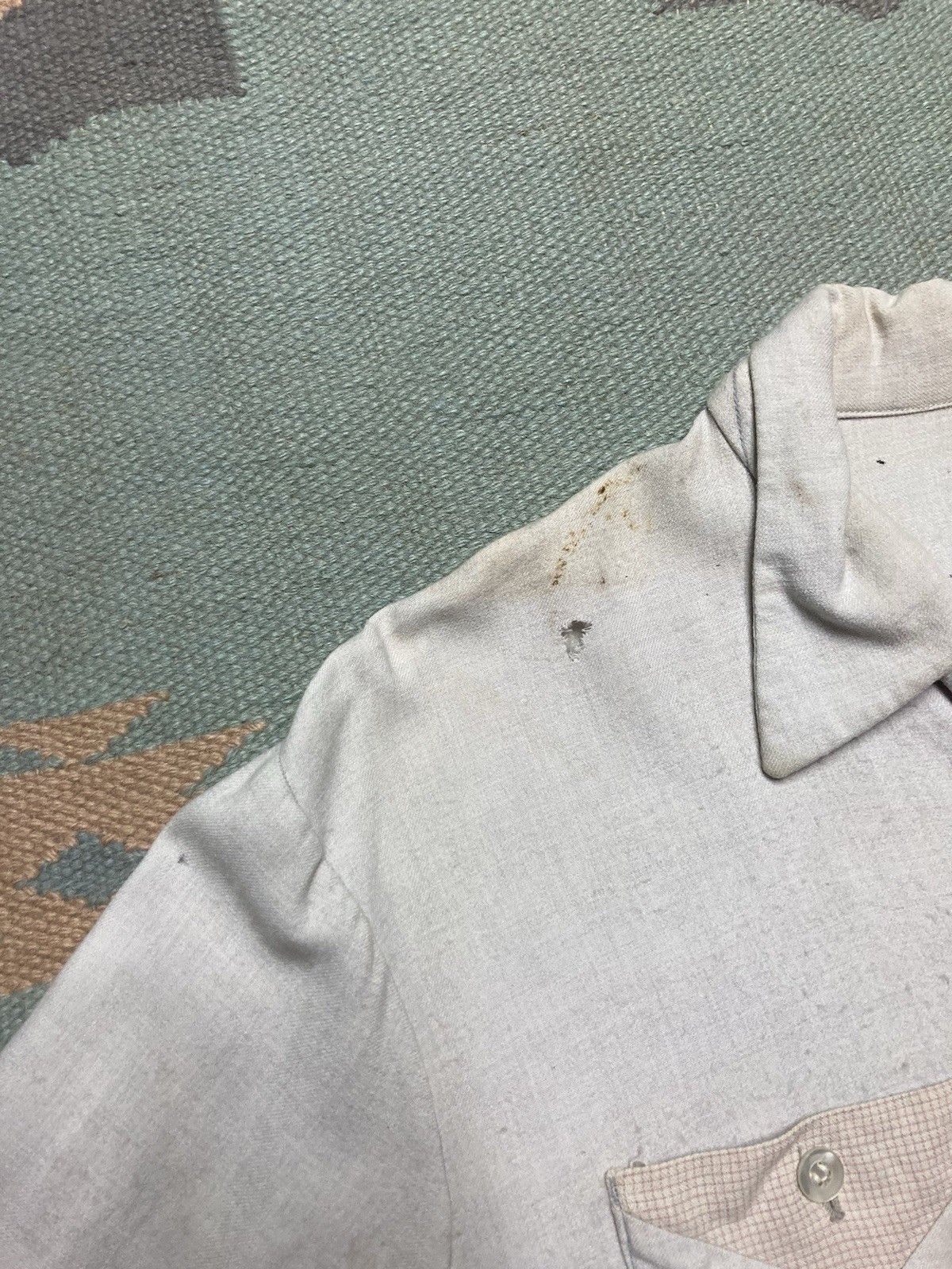 Vintage 1950s loop collar shirt wool rayon distressed rockabilly L Size US L / EU 52-54 / 3 - 10 Thumbnail