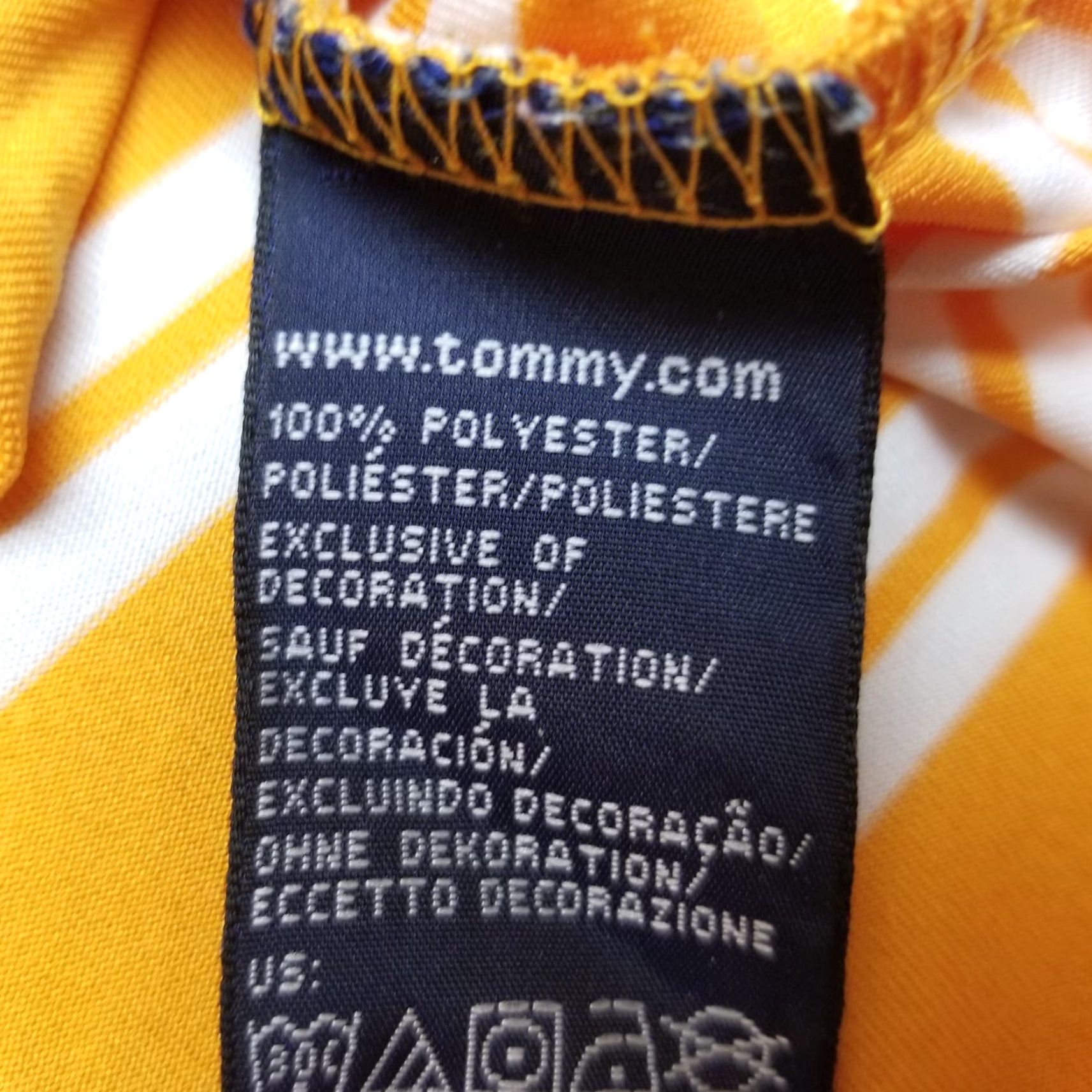 Tommy Hilfiger VINTAGE Tommy Hilfiger Shirt Mens Large Orange Striped Polo Short Sleeve 100% Polyester Size US L / EU 52-54 / 3 - 4 Thumbnail