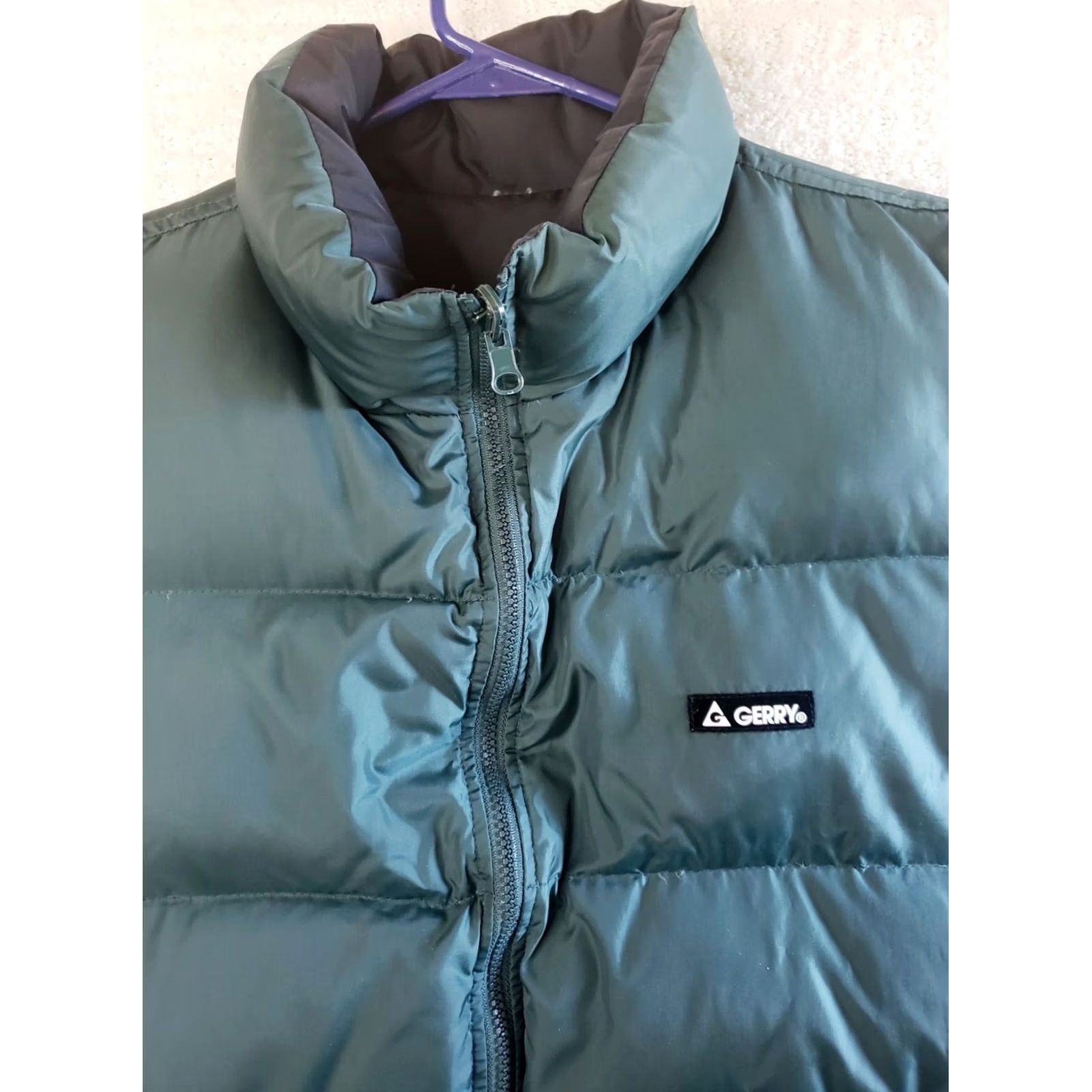 Vintage VINTAGE Gerry Vest Puffer Reversible Down Insulated Stand-Up Logo Green Black USA Mens L Size US L / EU 52-54 / 3 - 2 Thumbnail