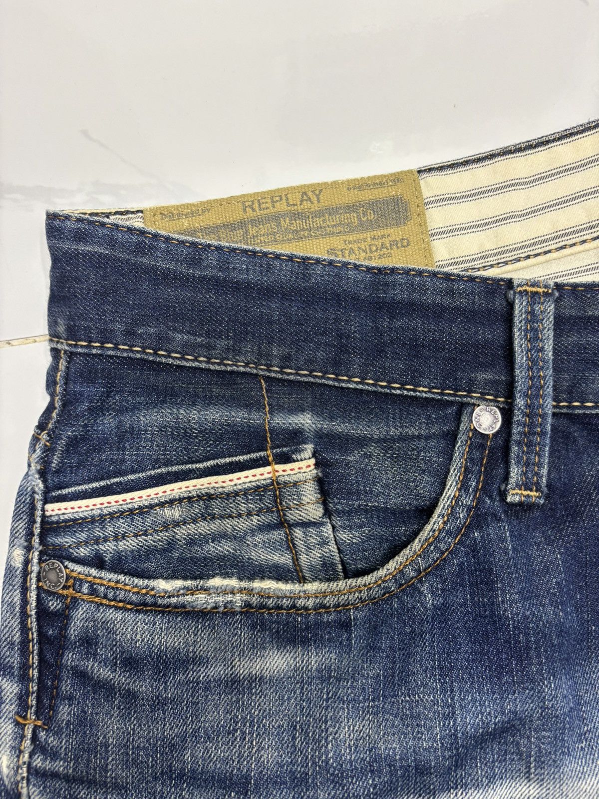 If Six Was Nine Vintage Distressed Denim Replay Selvedge Ripped Jeans Size US 35 - 13 Thumbnail